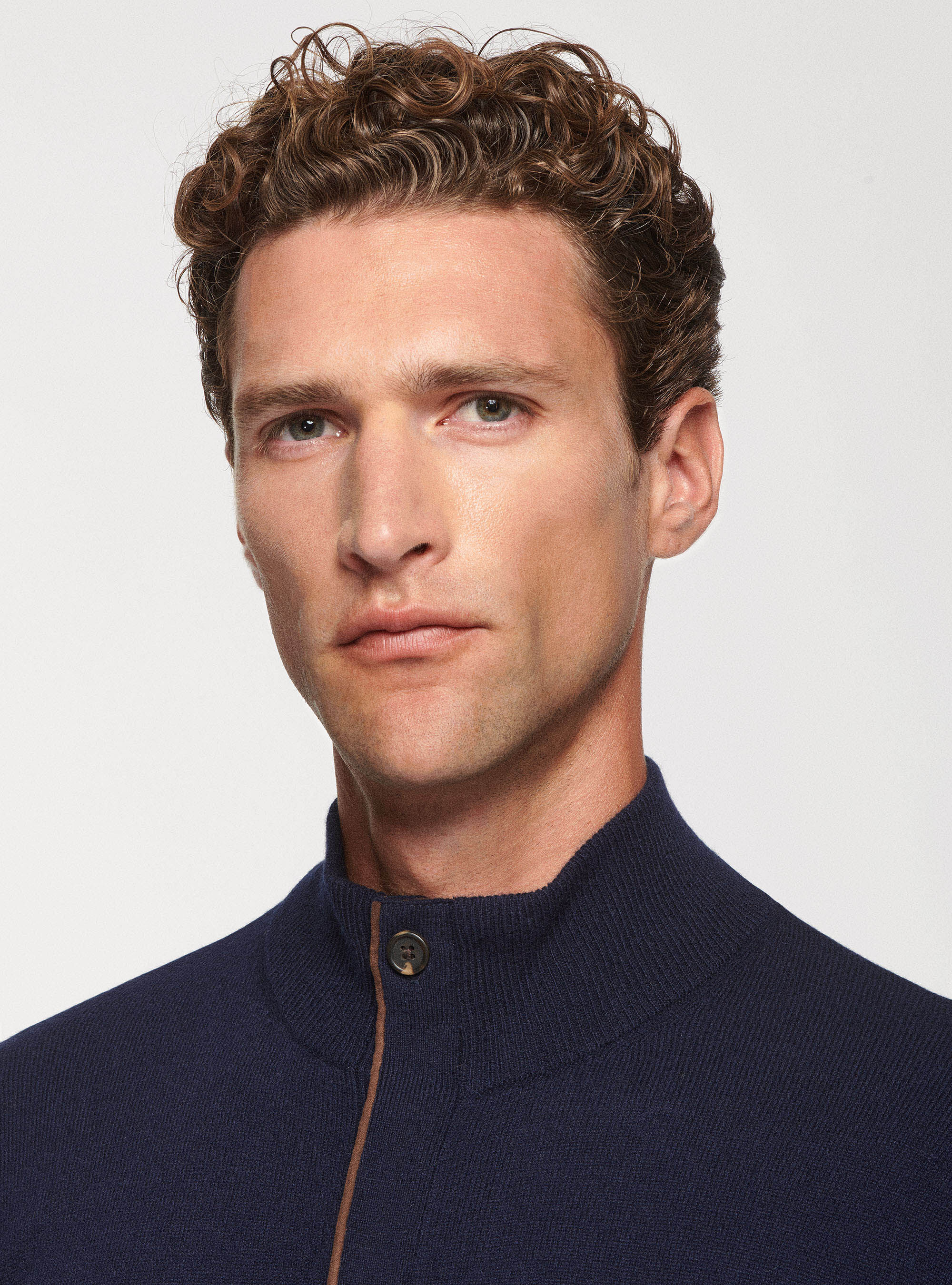 Knitted cardigan in lambswool and cashmere, NAVY BLUE