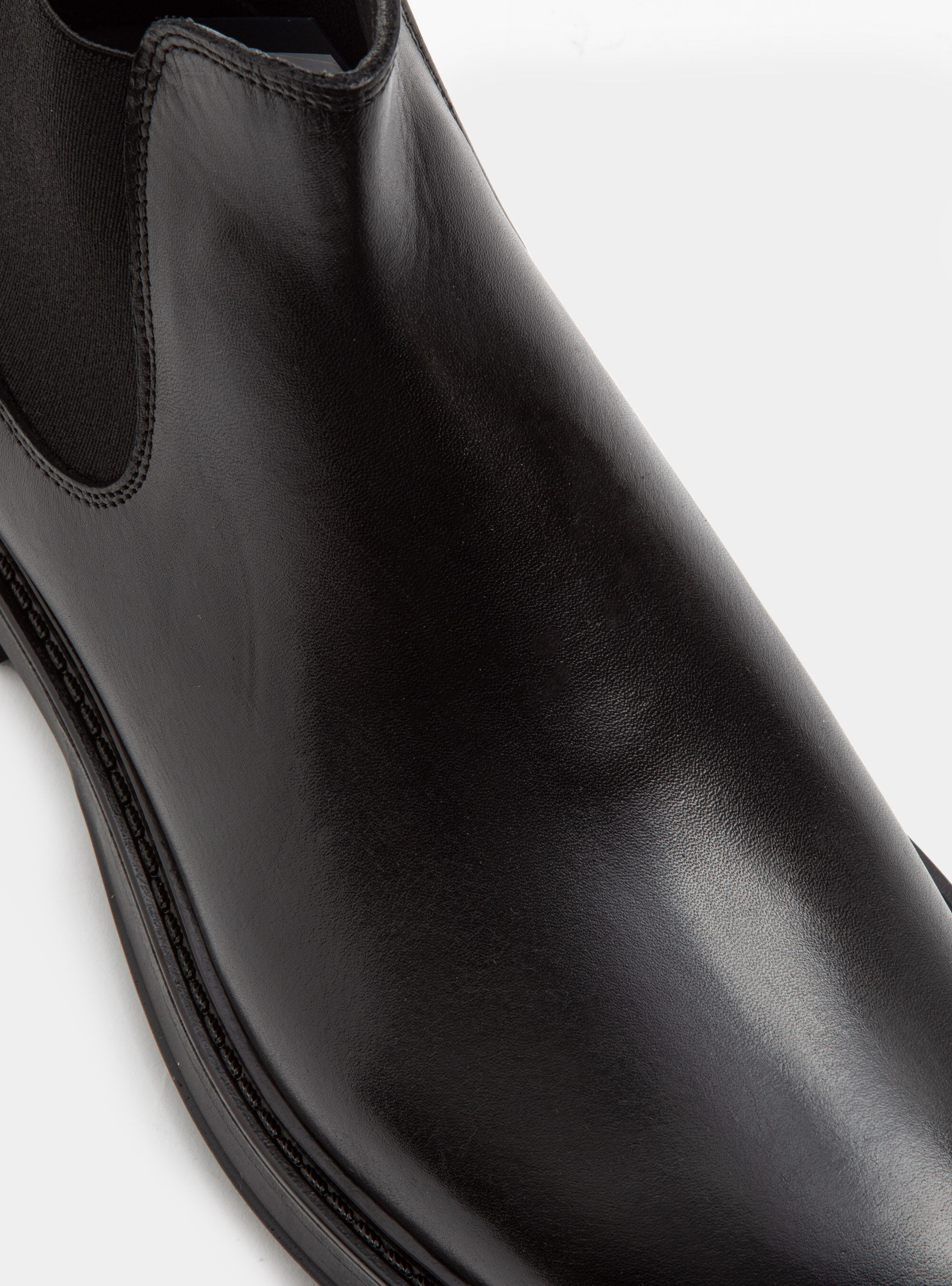 Beatles en cuir avec semelle en caoutchouc, NOIR