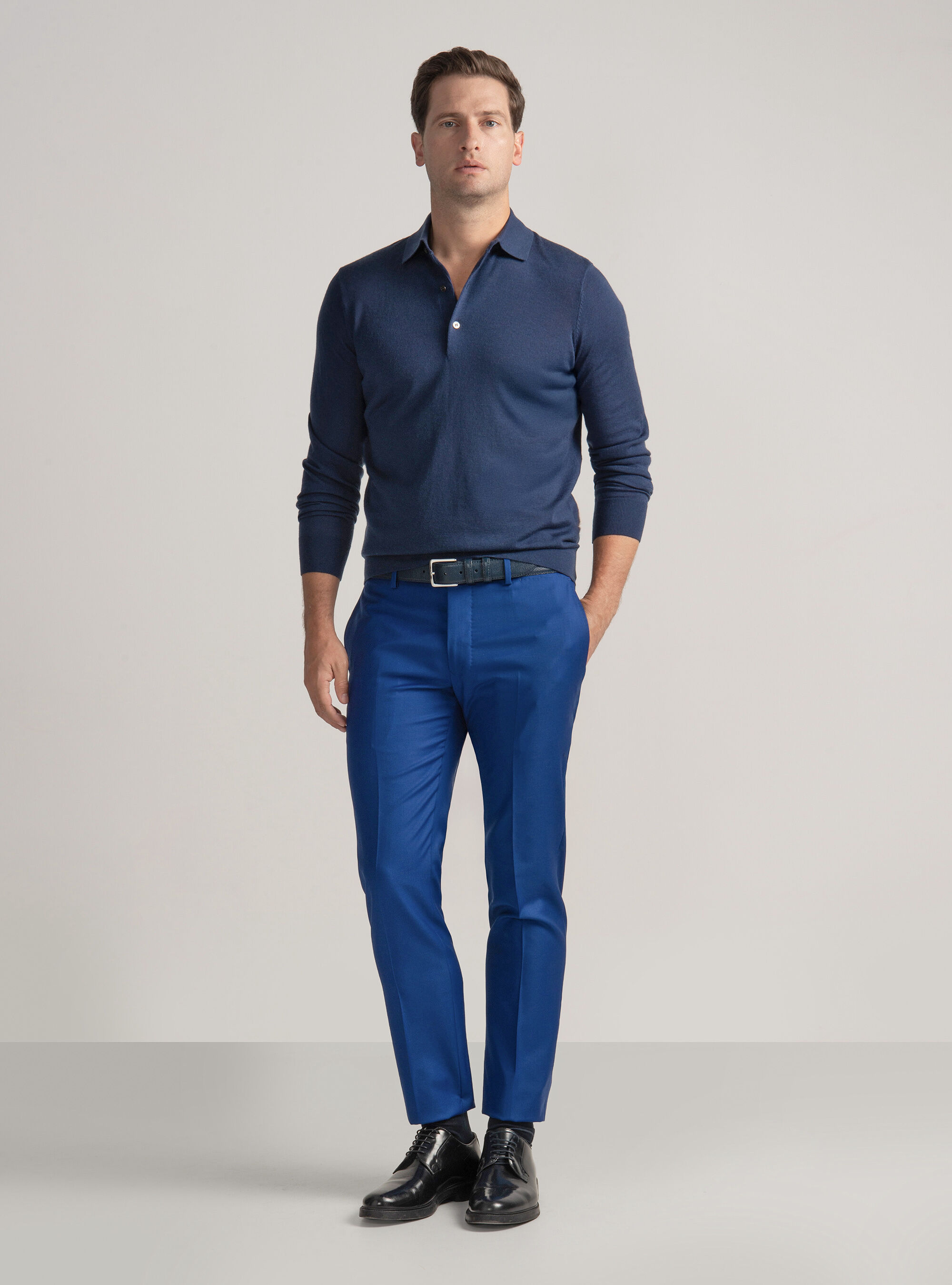 Maglia a polo in lana merino extrafine