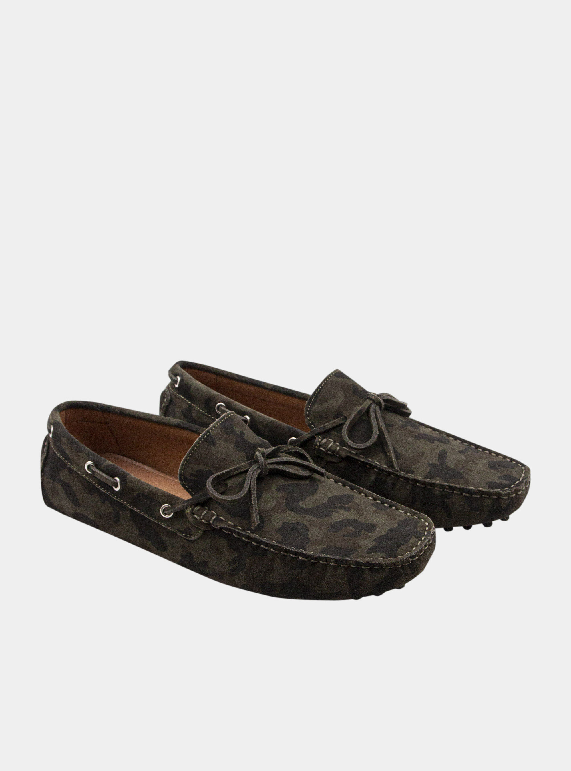 Suede camouflage moccasin