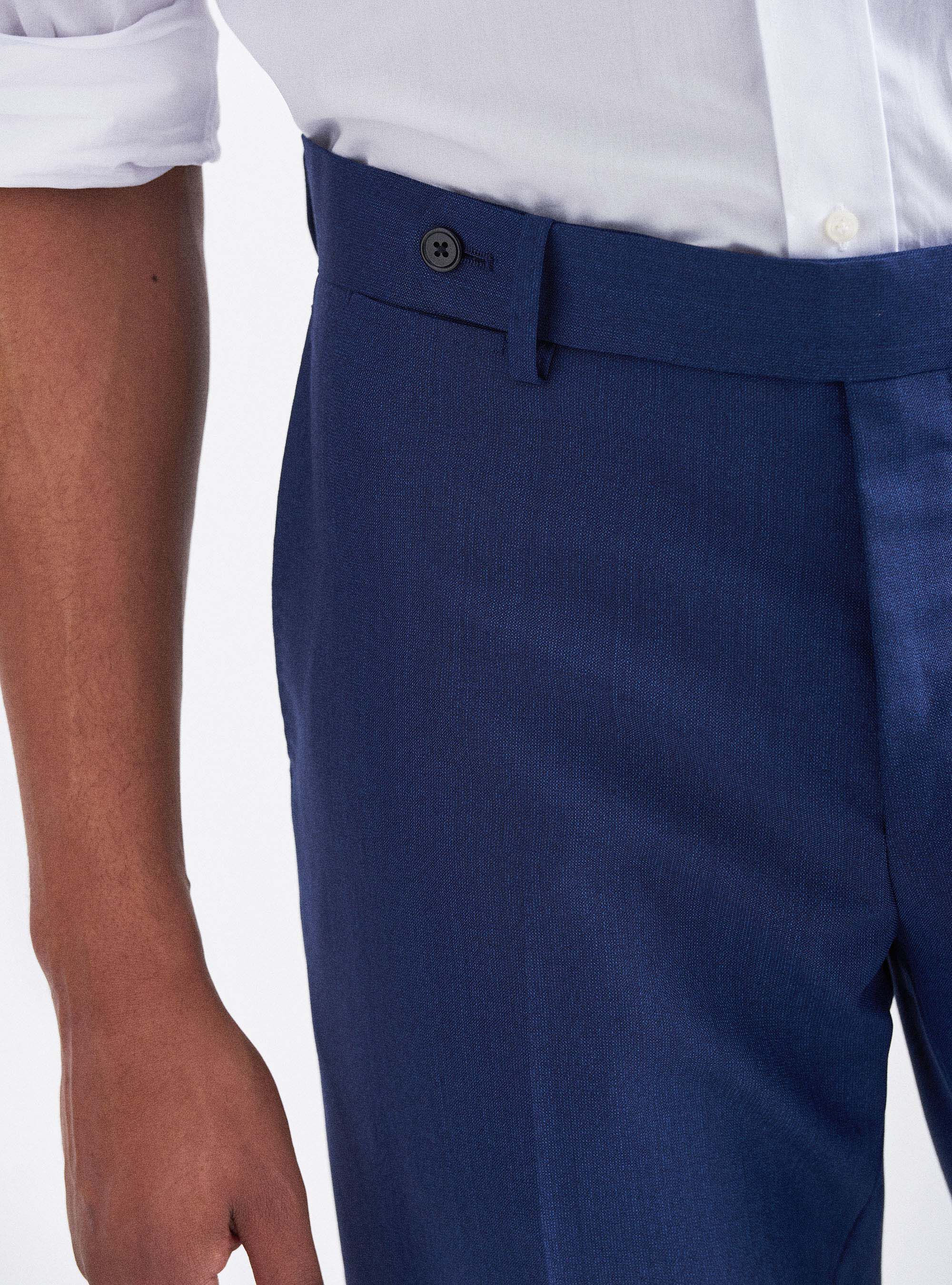 Pantaloni per abito in pura lana tessuti Vitale Barberis Canonico, BLU