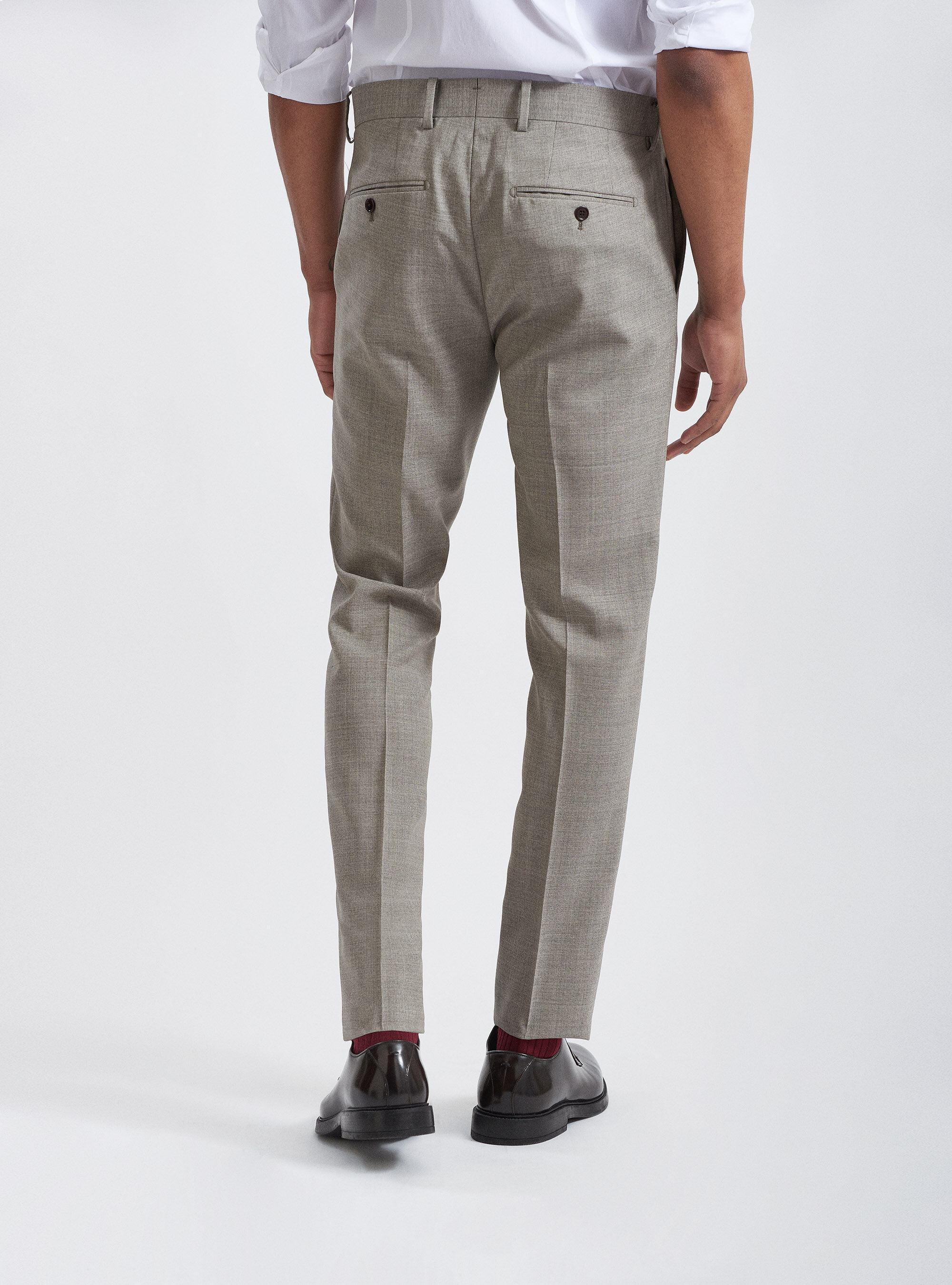 Pantaloni per abito in pura lana tessuti Vitale Barberis Canonico, ECRU
