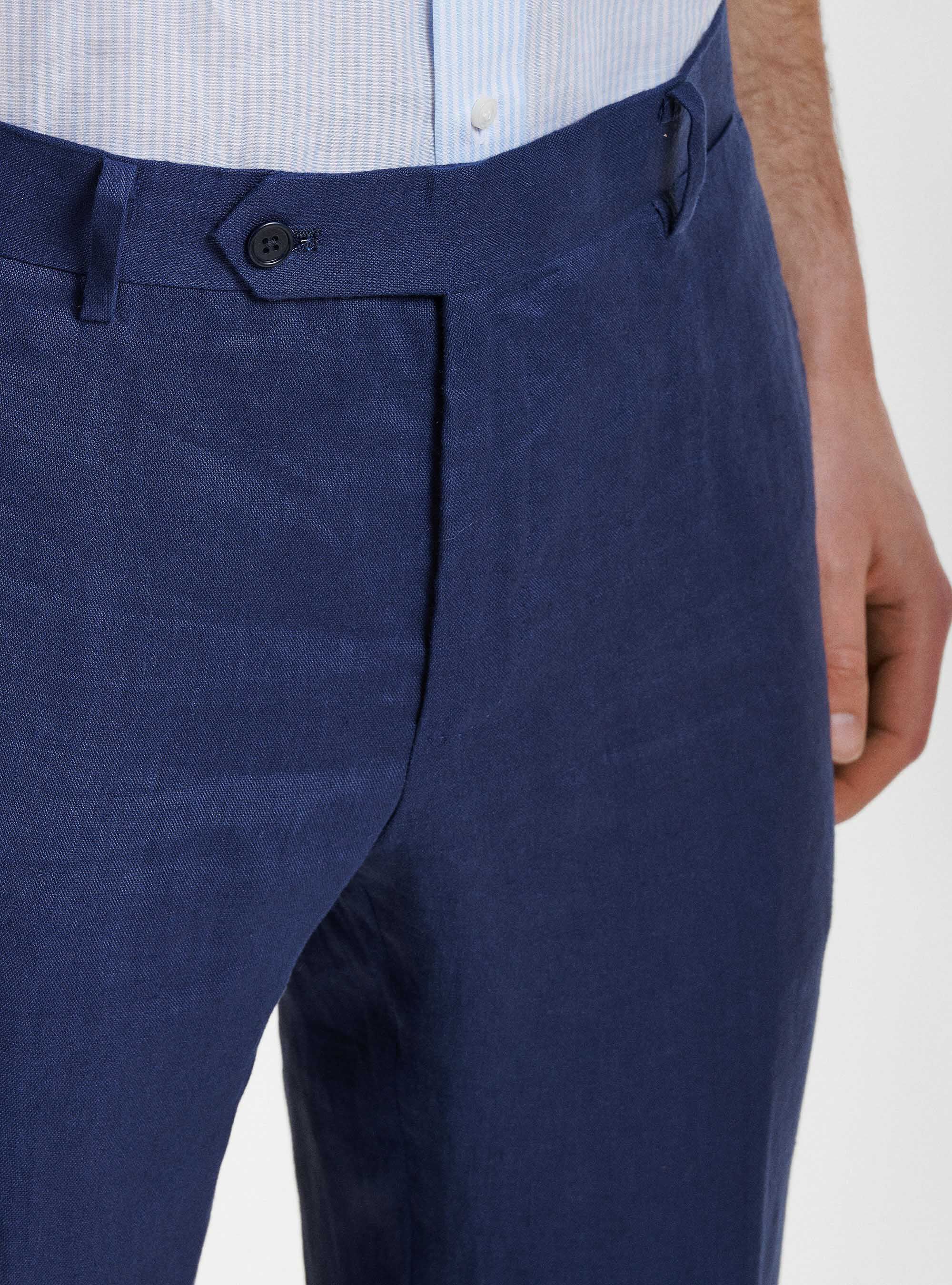 Pantaloni per abito in puro lino, BLU