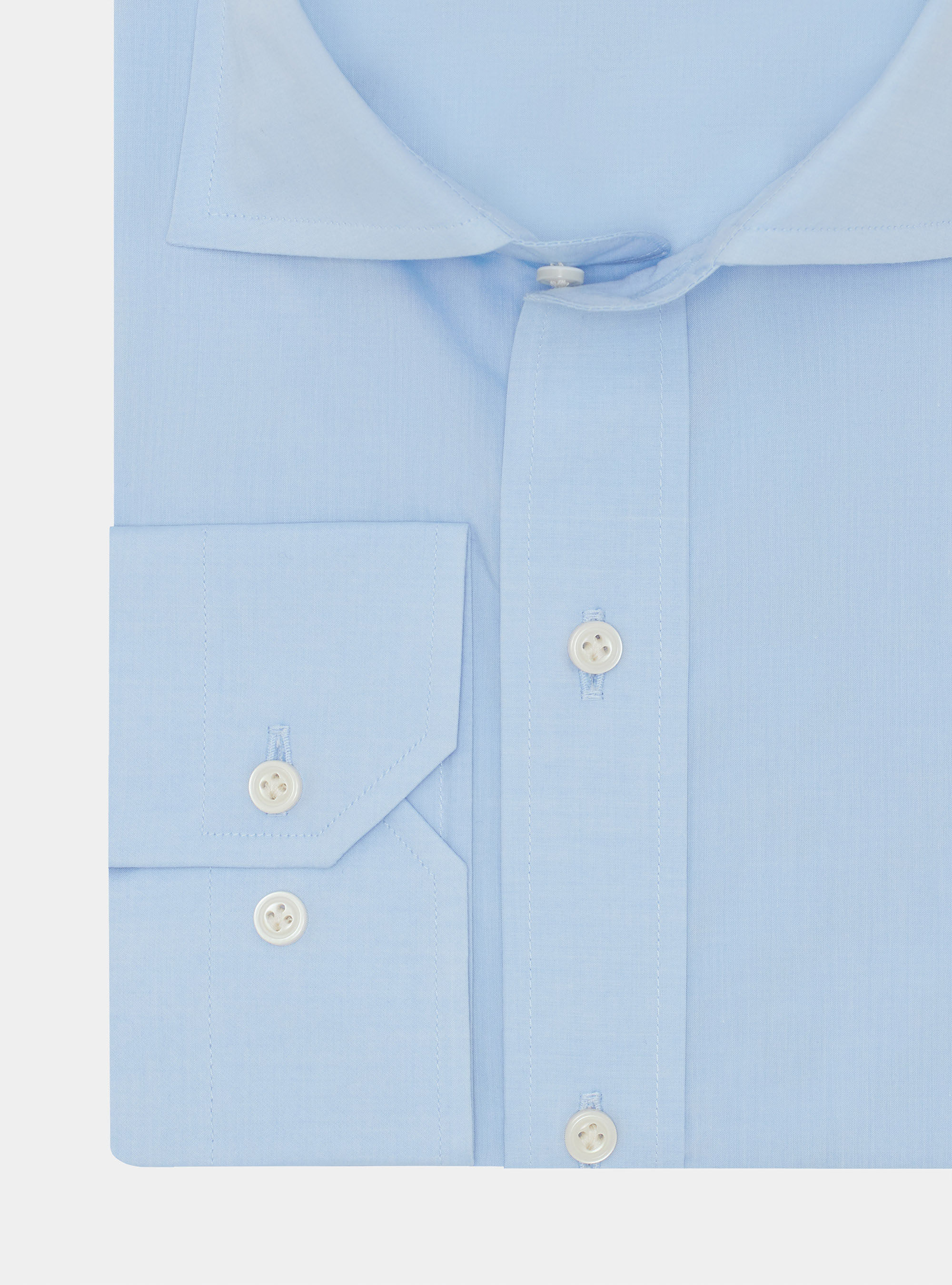 Camicia custom fit in popeline di cotone, AZZURRO