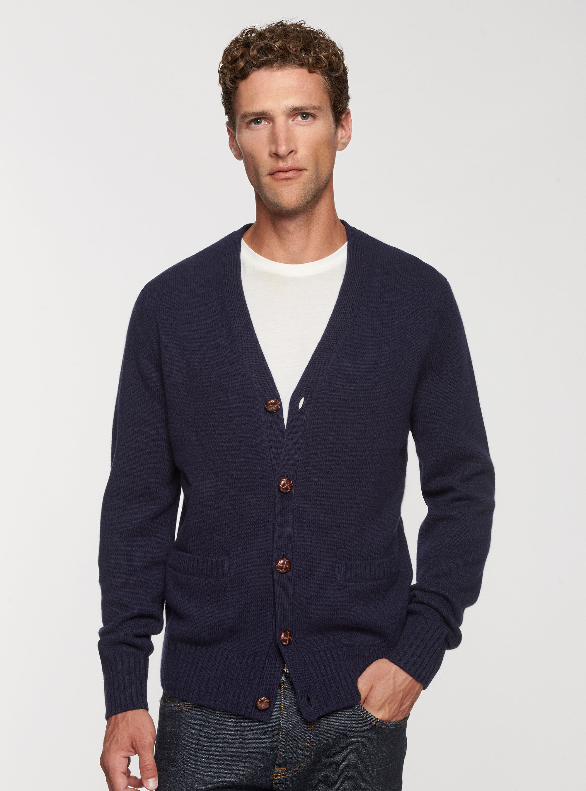 Long navy cashmere cardigan clearance