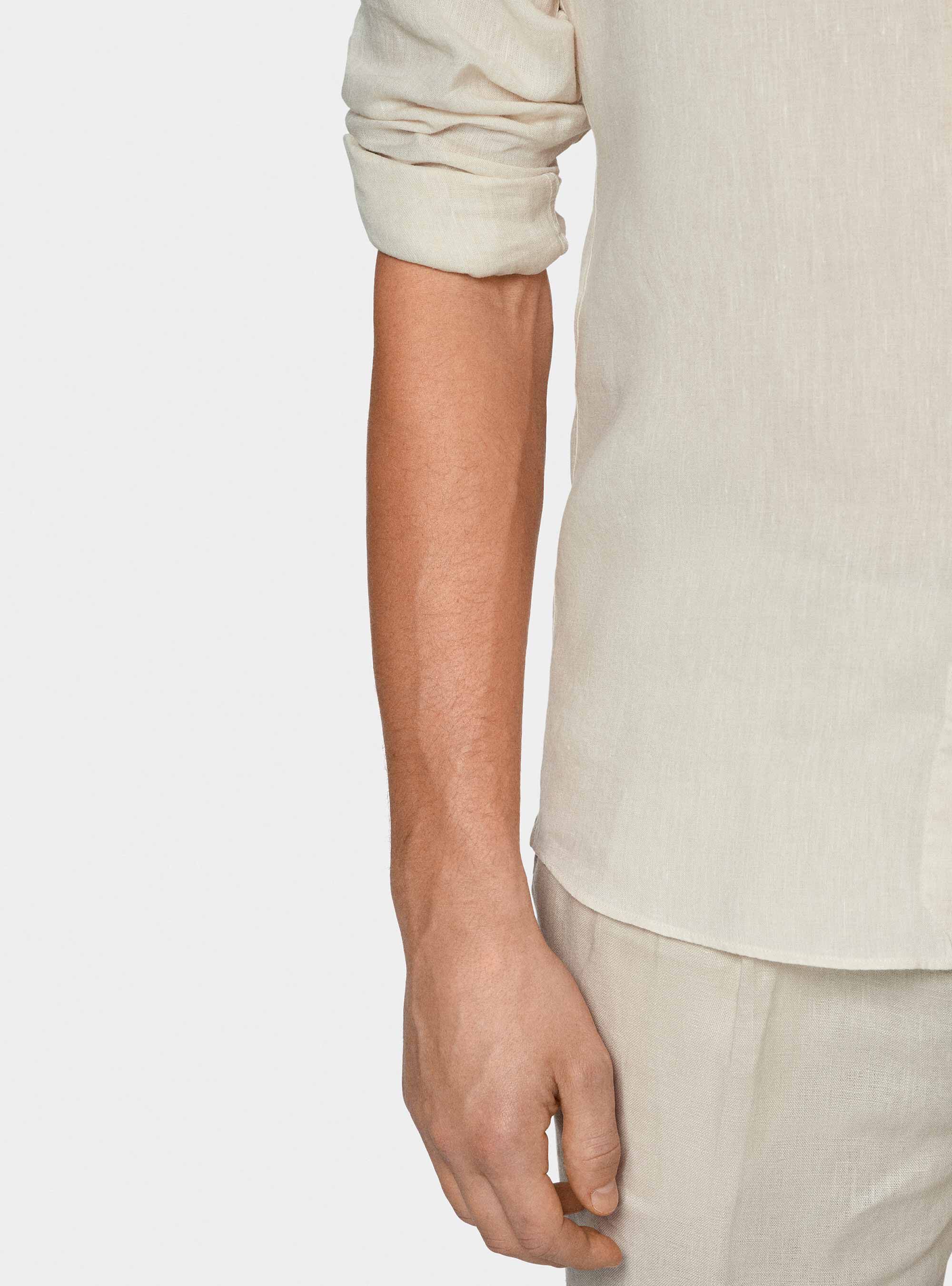 Camicia in puro lino, ECRU