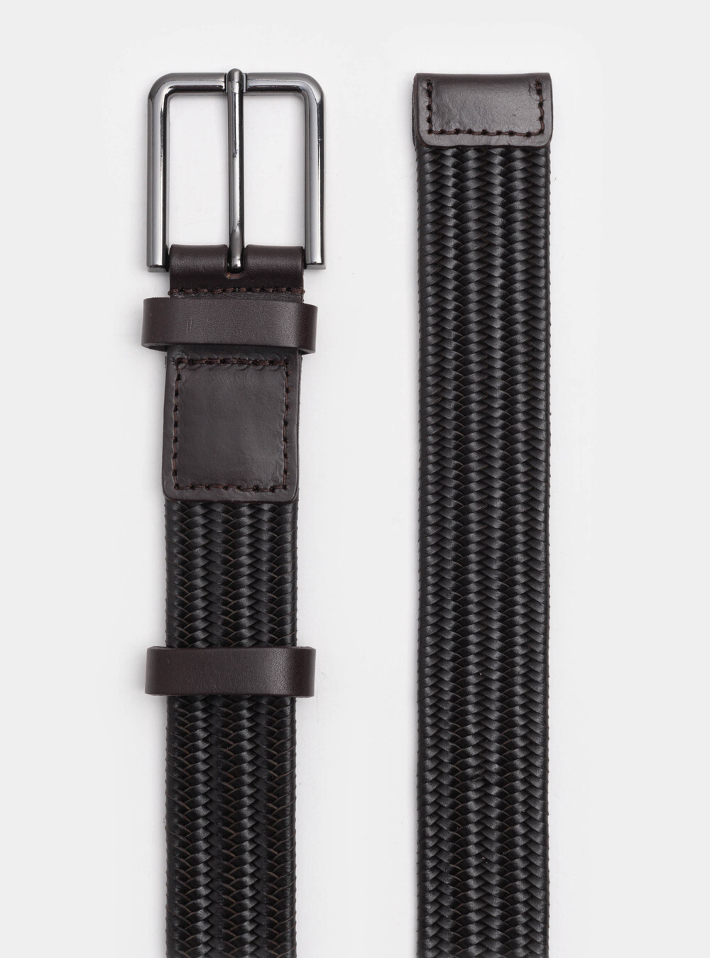 Cintura uomo Bergamotto Intrecciata In lana e Vera pelle Grigio