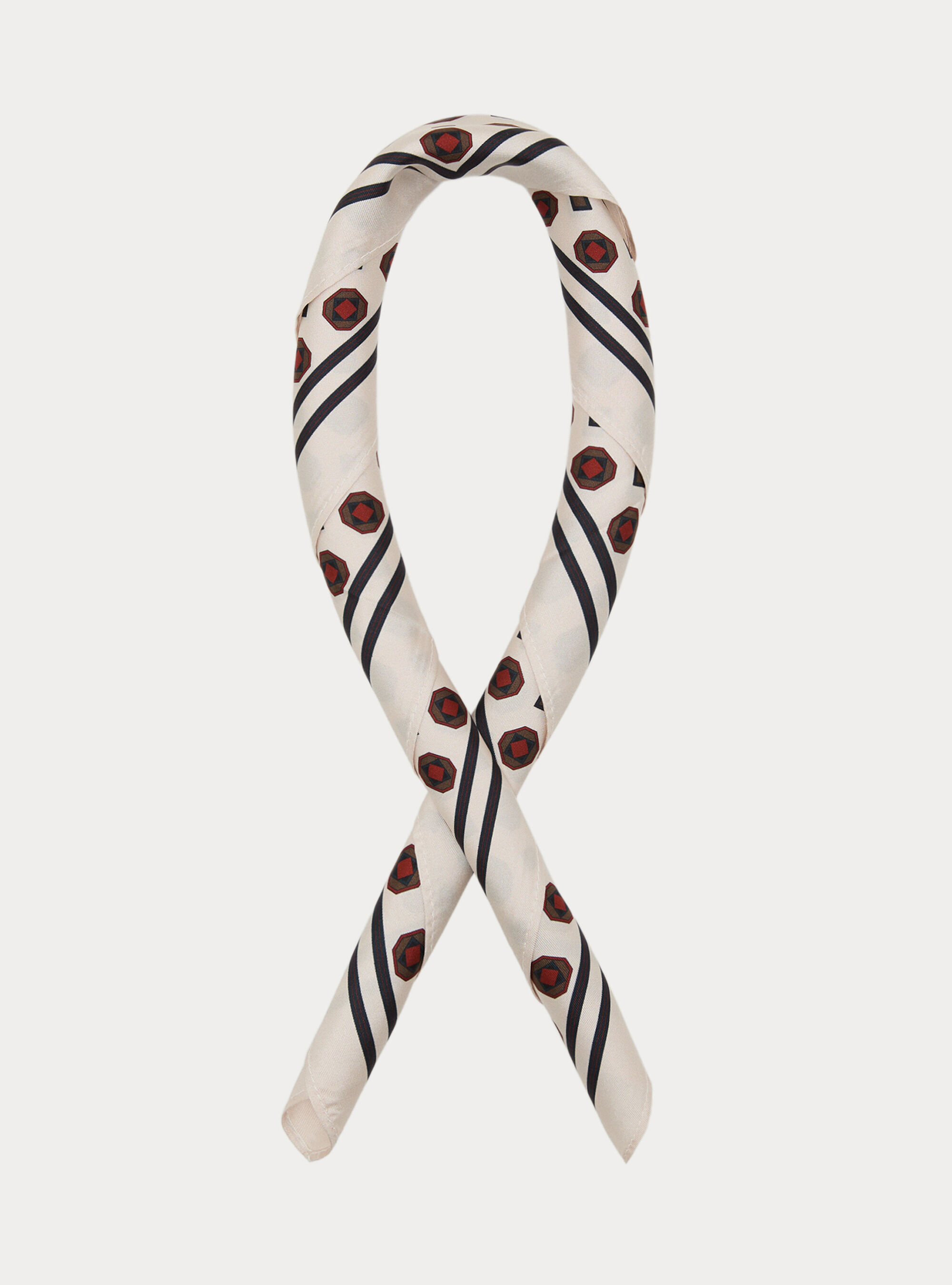 Foulard stampato in seta fantasia geometrica