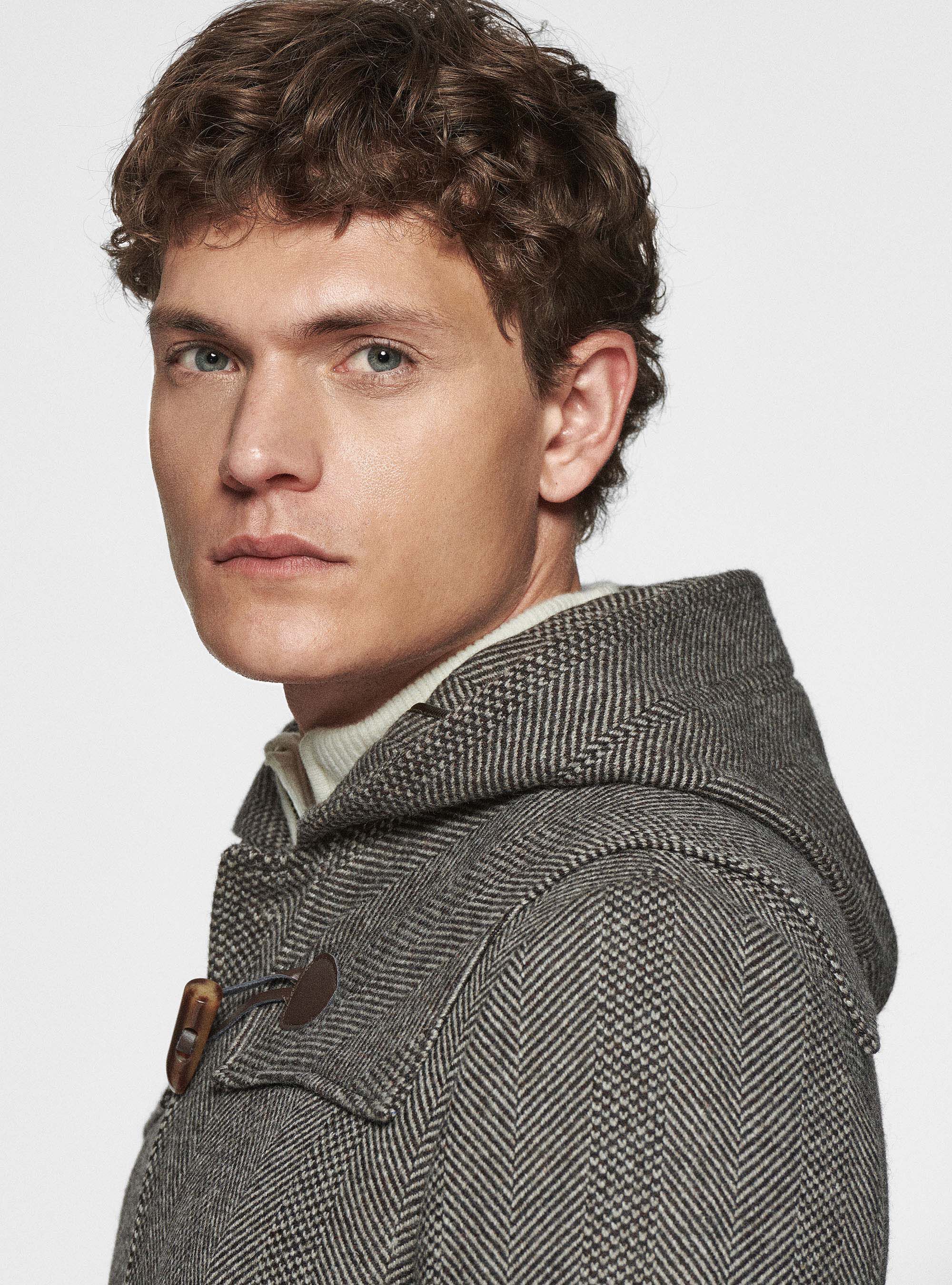 Silk and herringbone wool blend Montgomery duffle coat