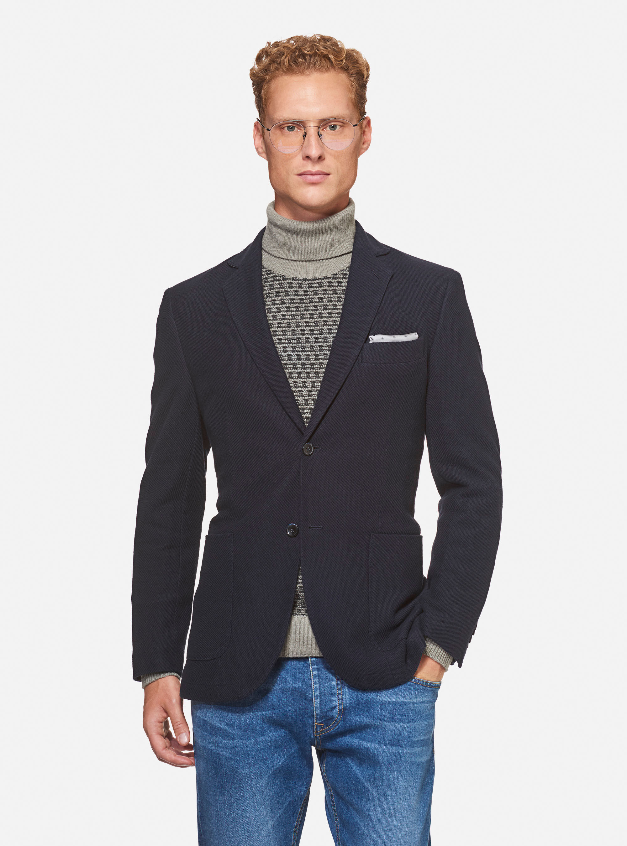Wool jersey blazer, NAVY BLUE