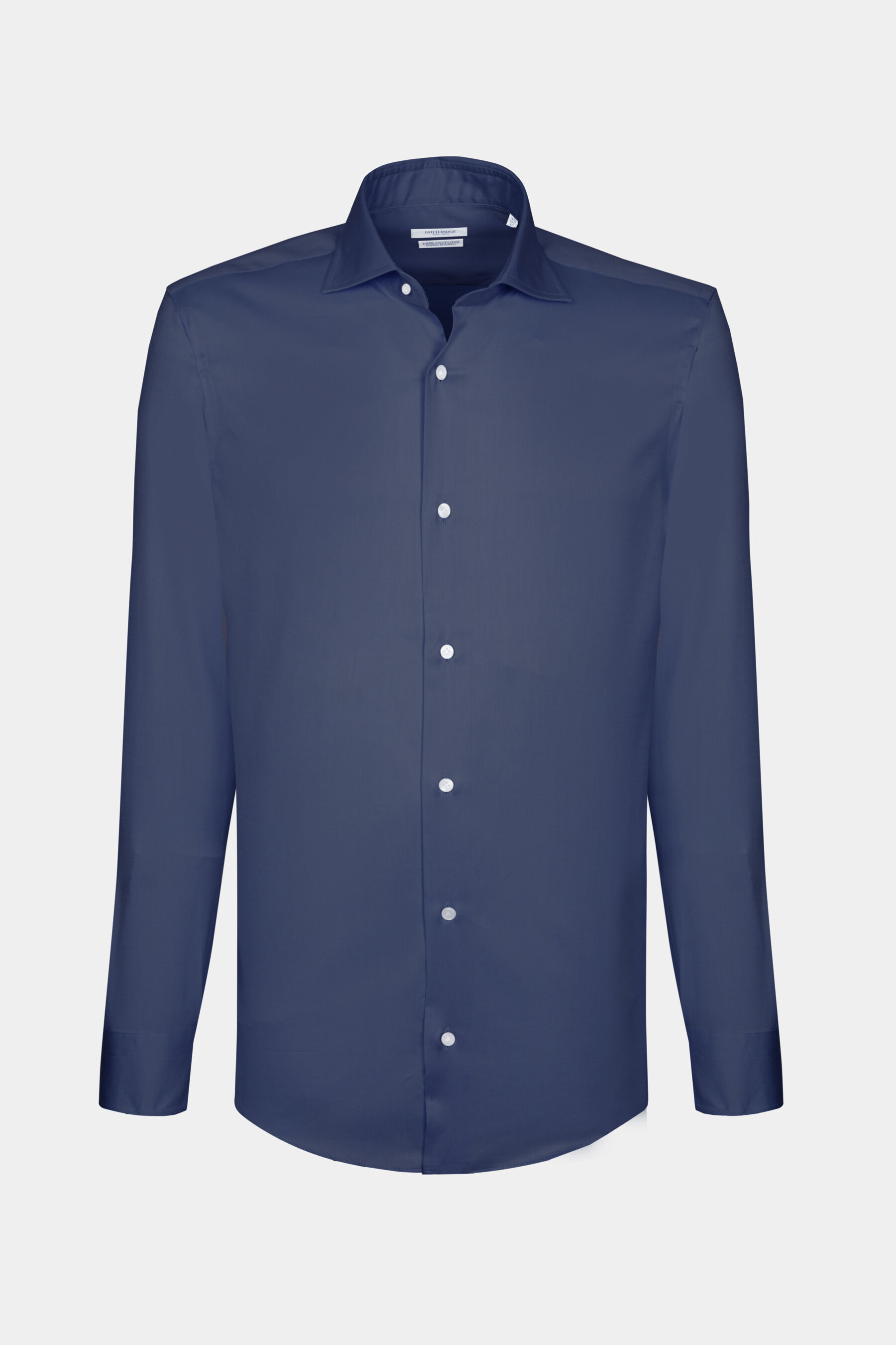 Camicia slim fit in twill di cotone, BLU