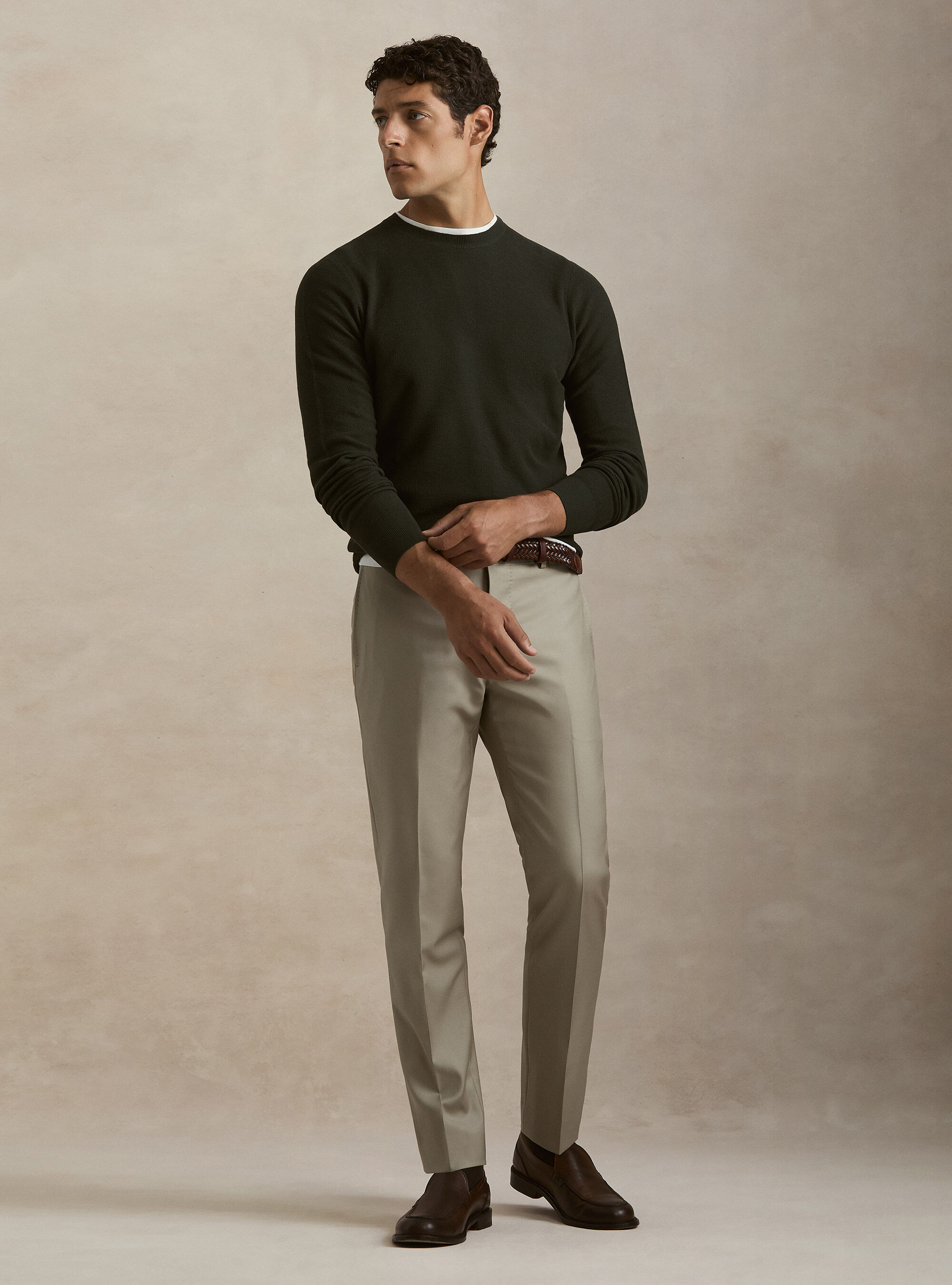 Girocollo in maglia nido d'ape in cotone cashmere