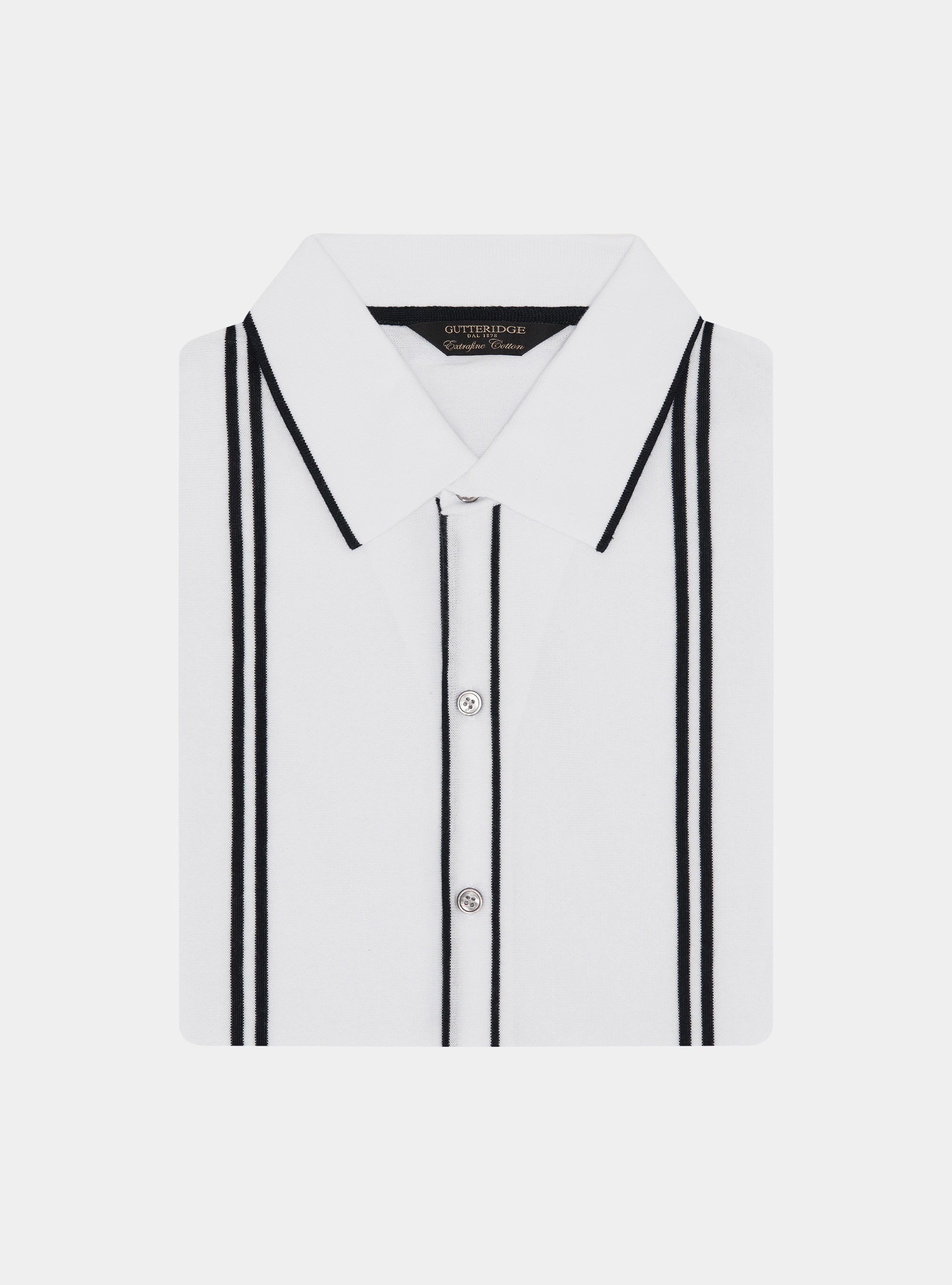 Halbarmel-Poloshirt aus extrafeiner Baumwolle, BIANCO 0099C