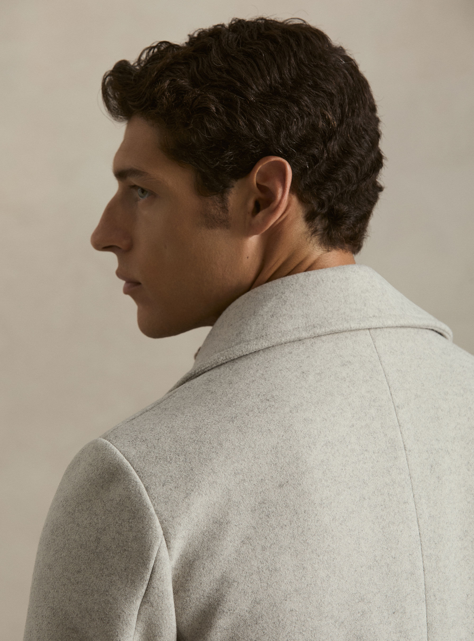 Peacoat doppiopetto tinta unita, ECRU