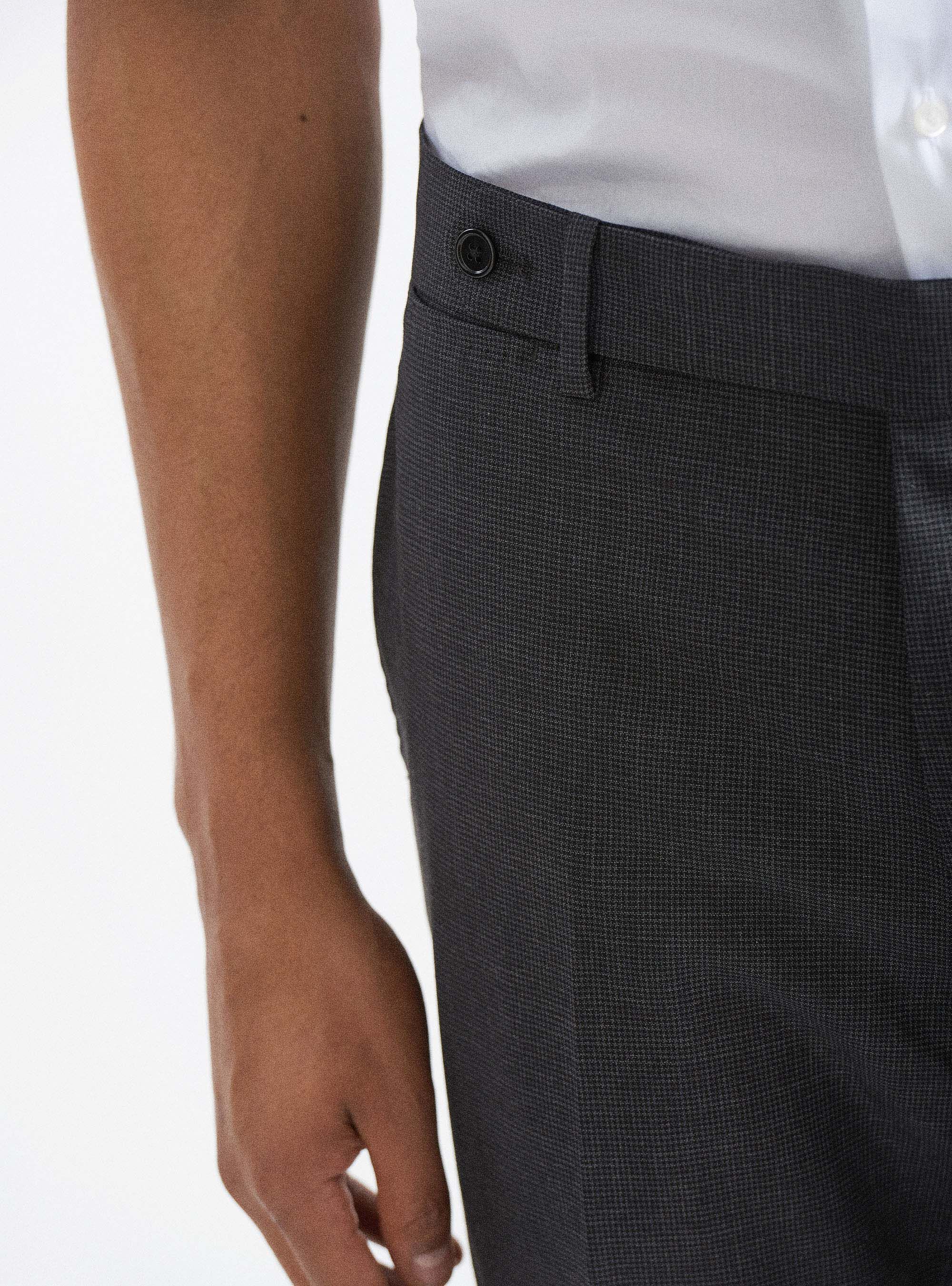 Marlane wool suit trousers in micro houndstooth, ASPHALT GREY