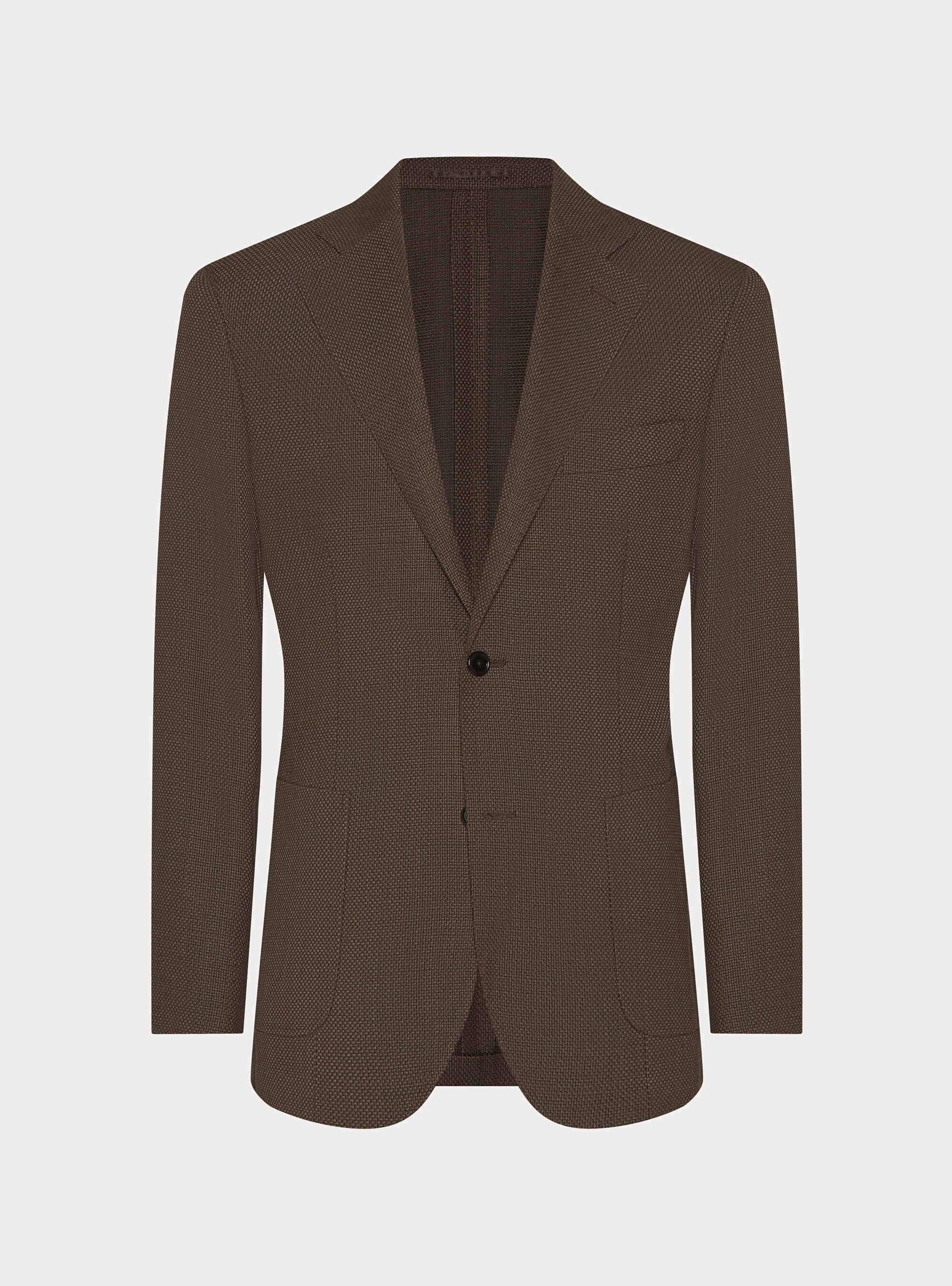 Americana de lana hopsack, MARRON