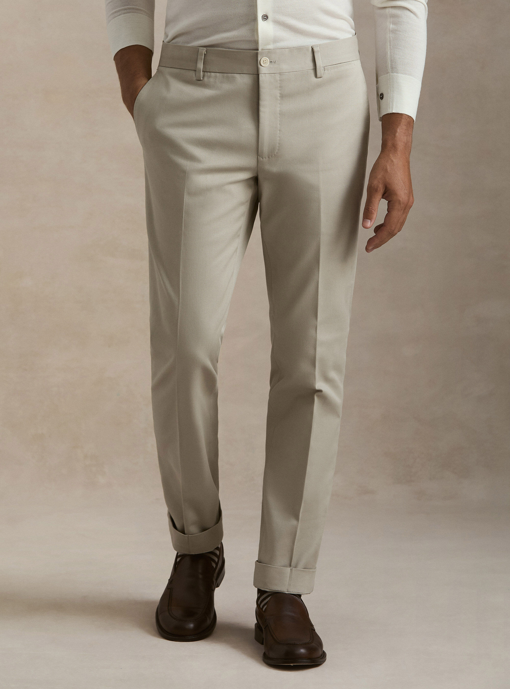 Pantalones de algod&oacute;n esmerilado