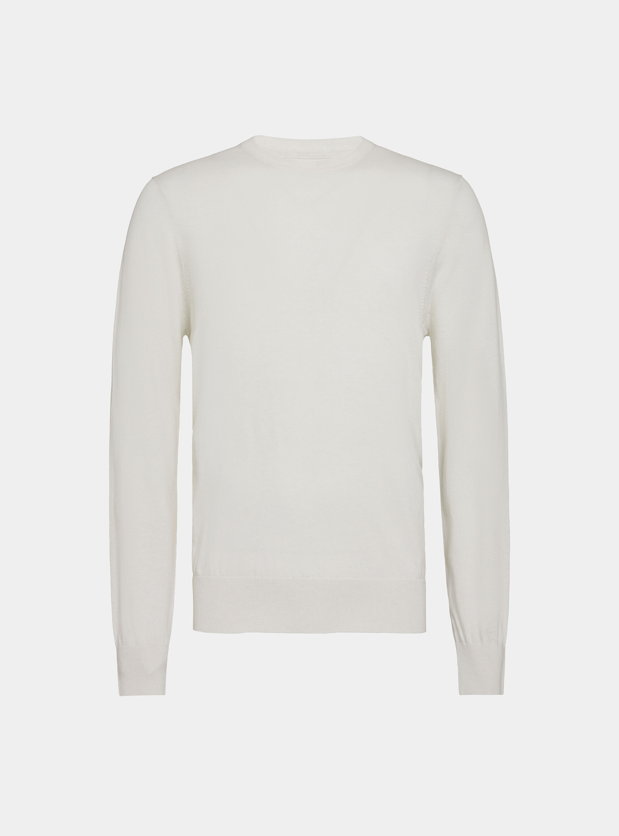 Round-neck sweater in cotton silk and cashmere, WHITE