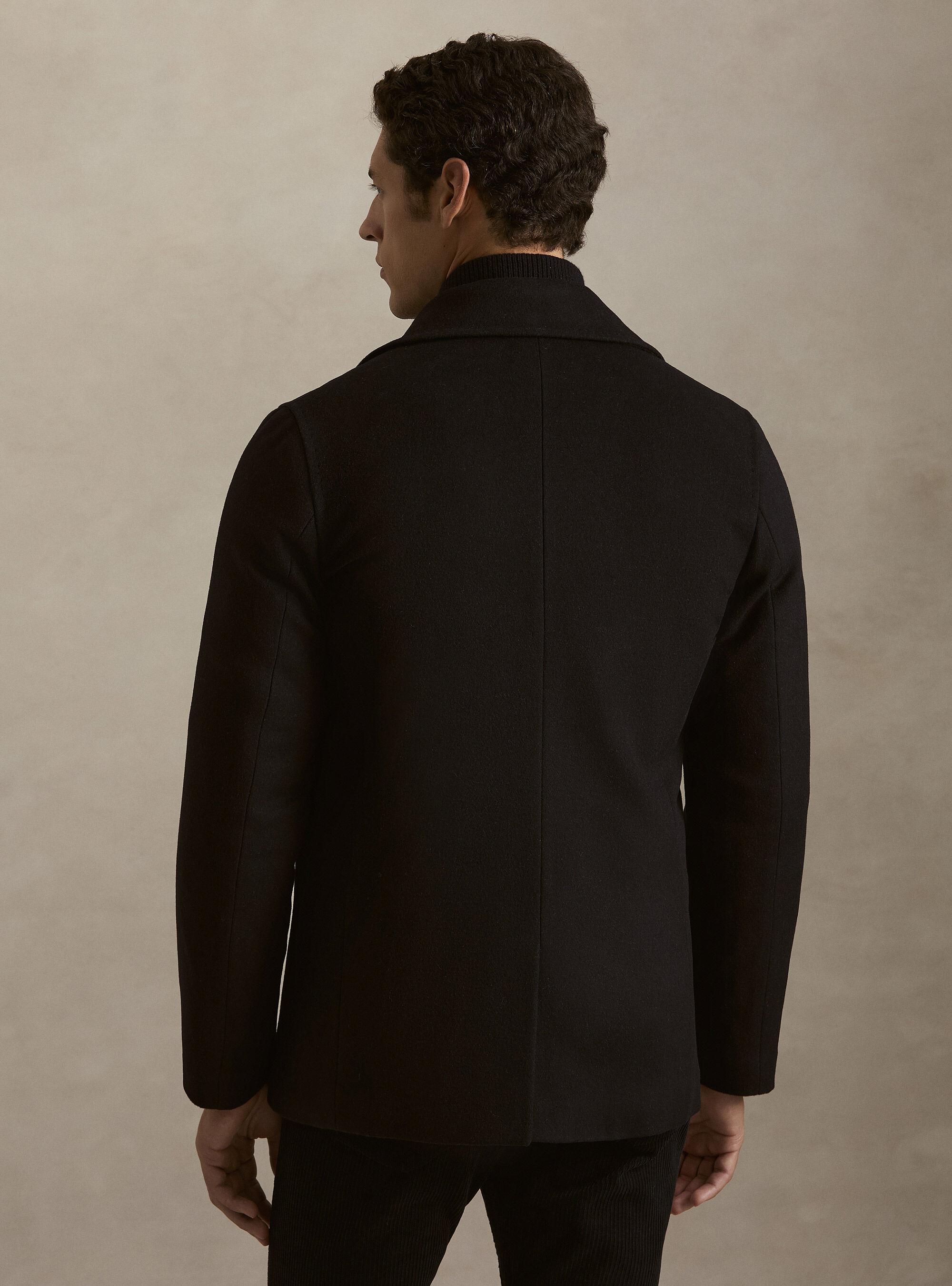 Peacoat de lana y cachemira, AZUL MARINO