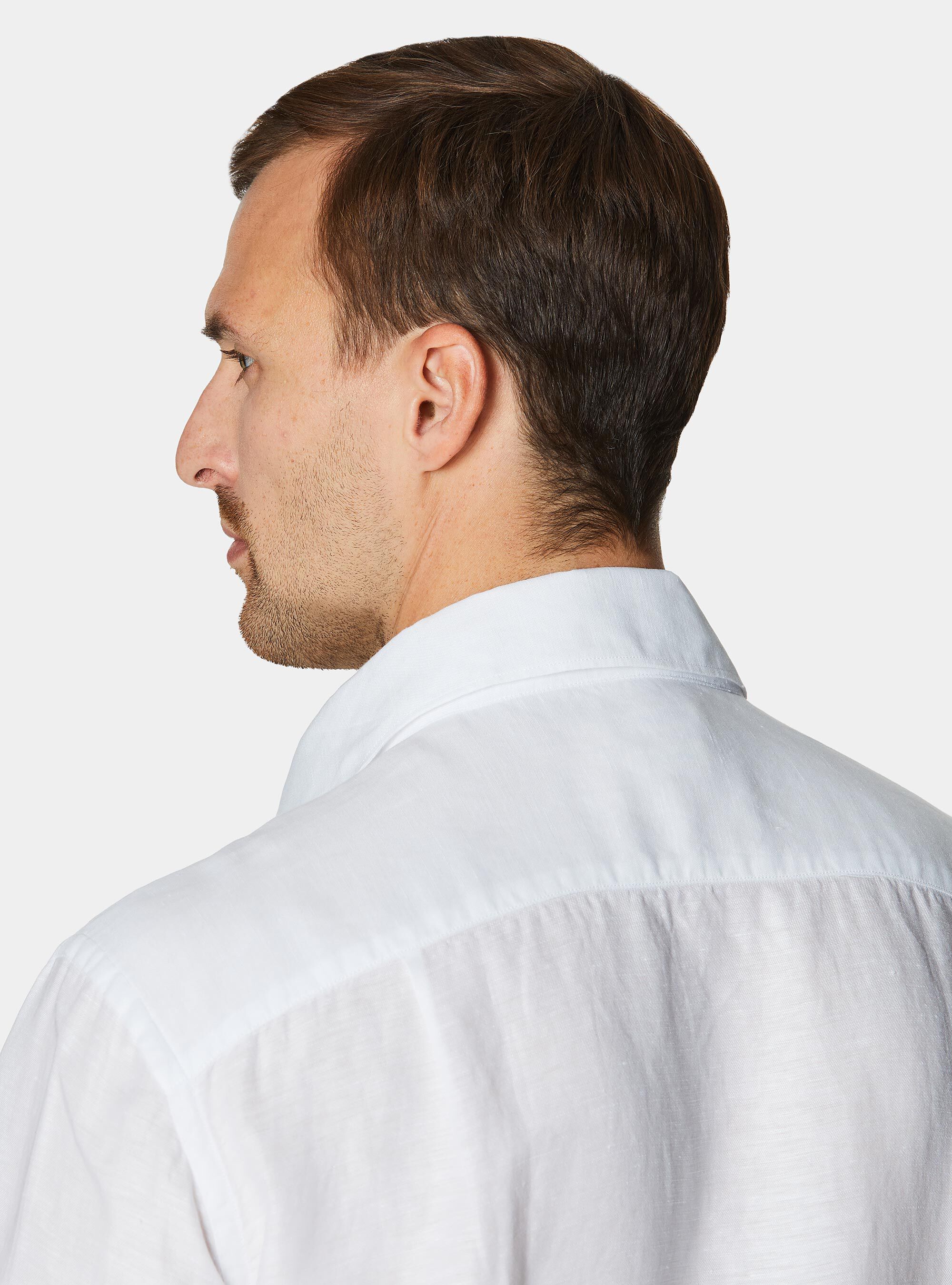 Chemise en lin lyocell avec patte de boutonnage, BLANC