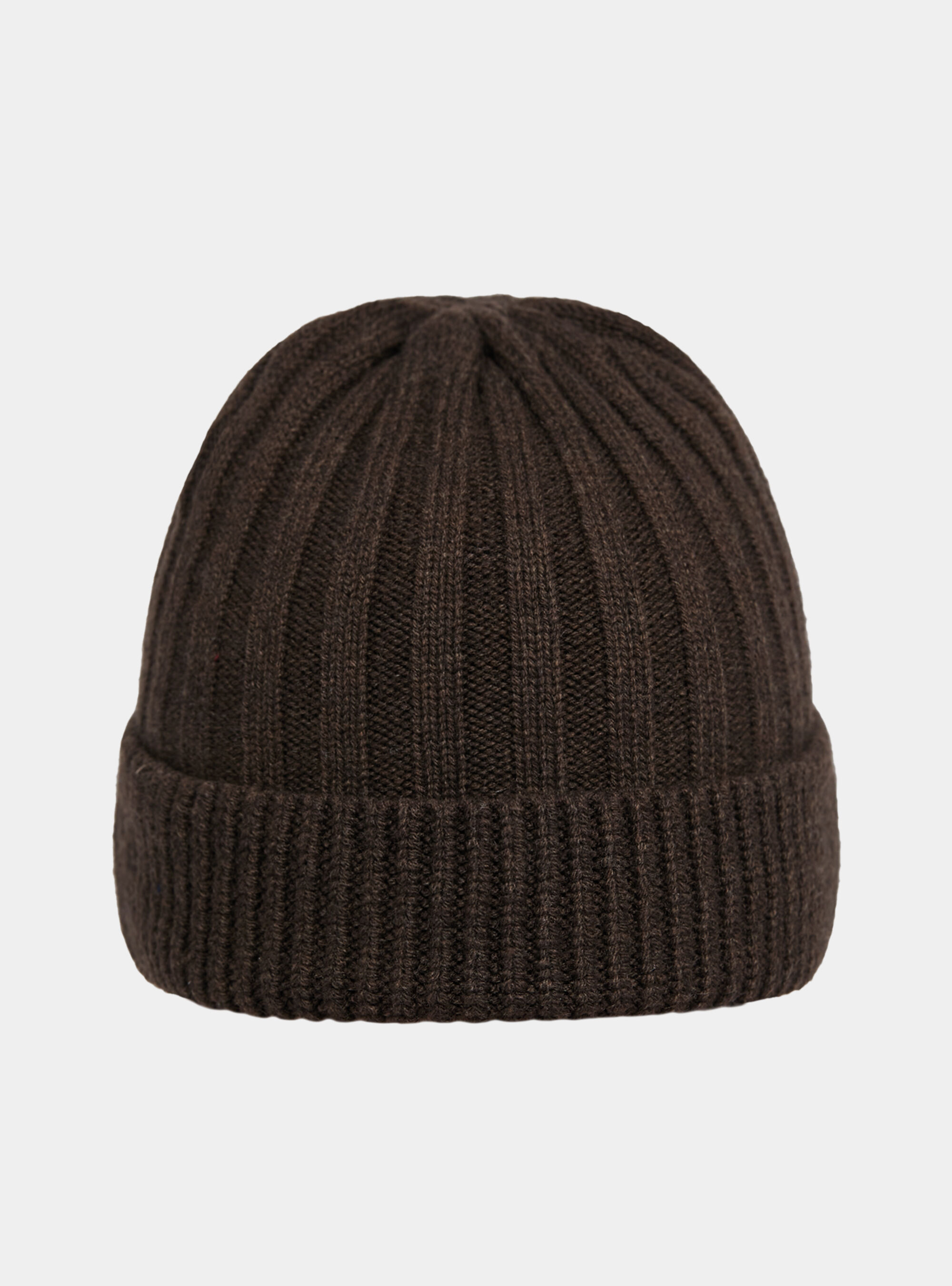 English rib cashmere blend beanie, BROWN