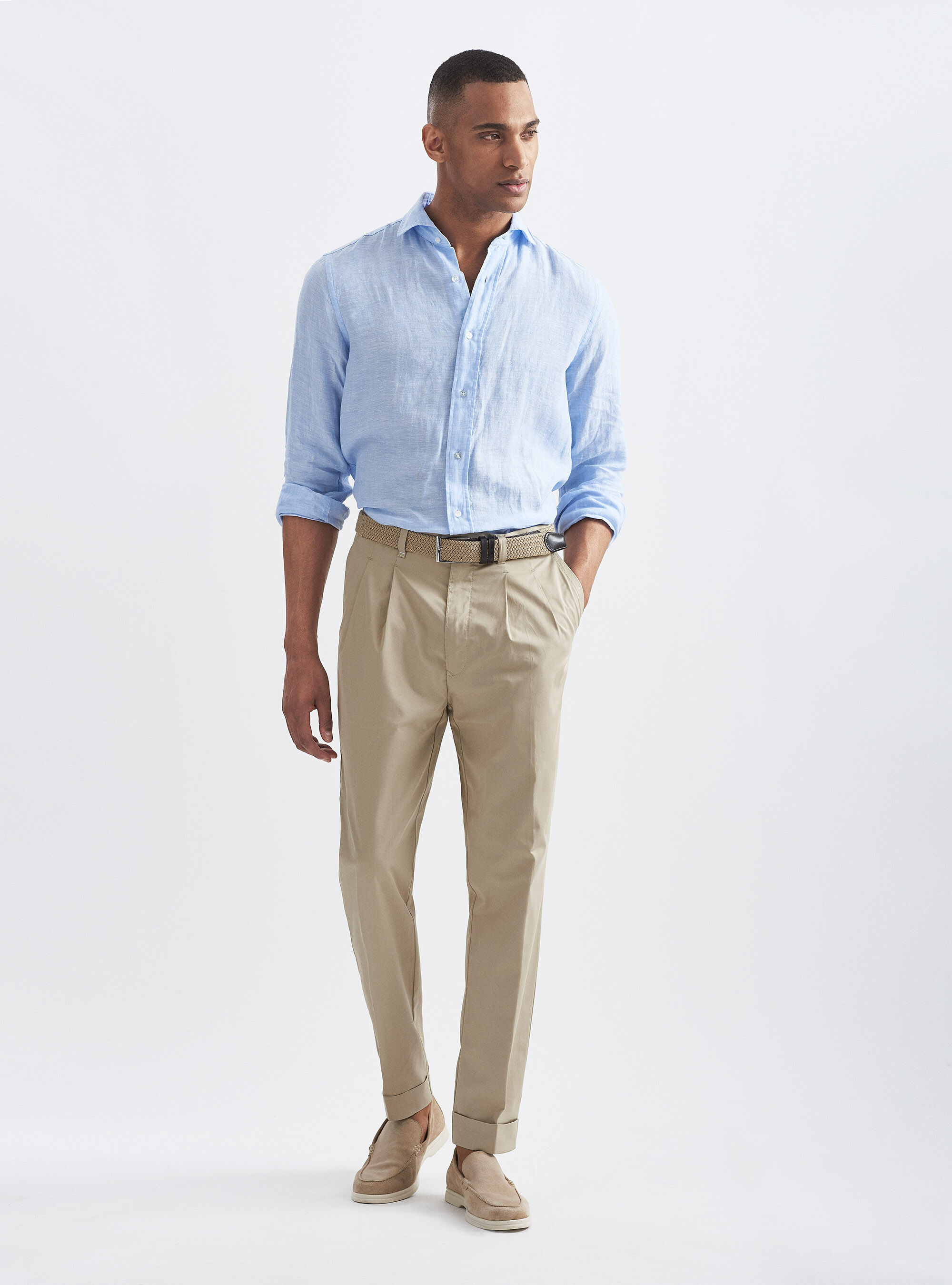 Blue shirt and tan pants Clearance