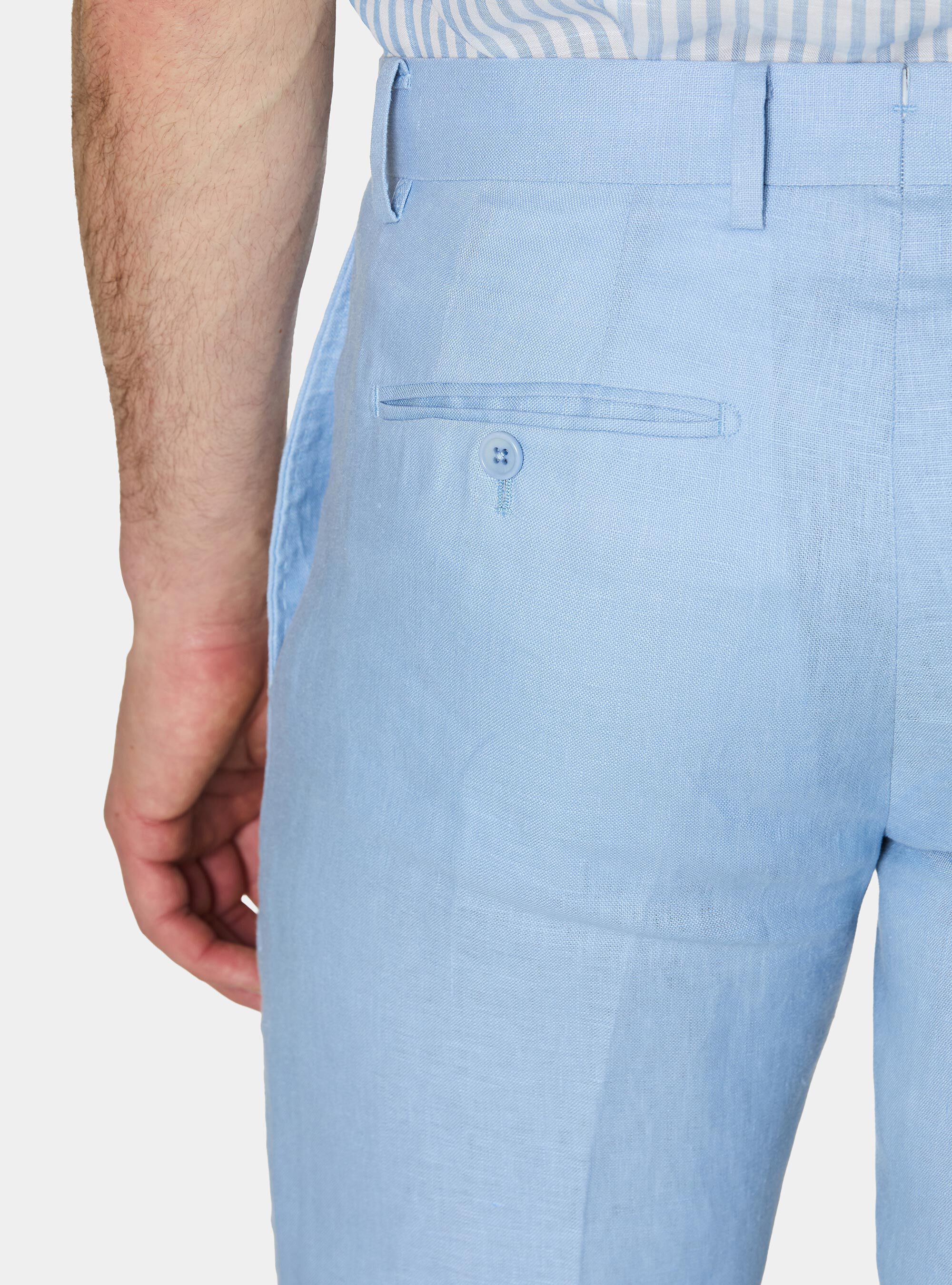 Pure linen suit trousers, 0266C AZZURRO