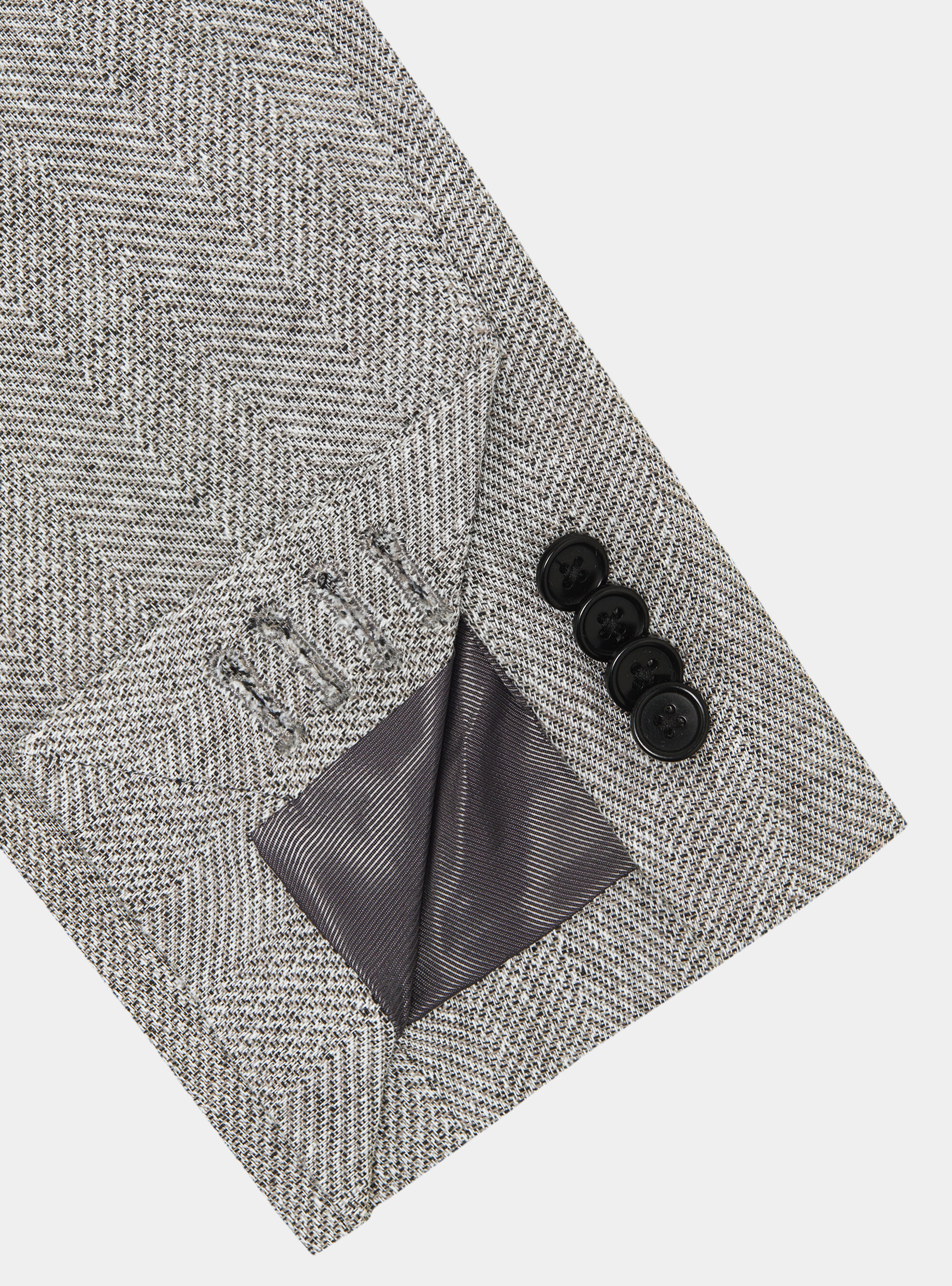 Giacca spigata in lino e cotone, GRIGIO CHIARO