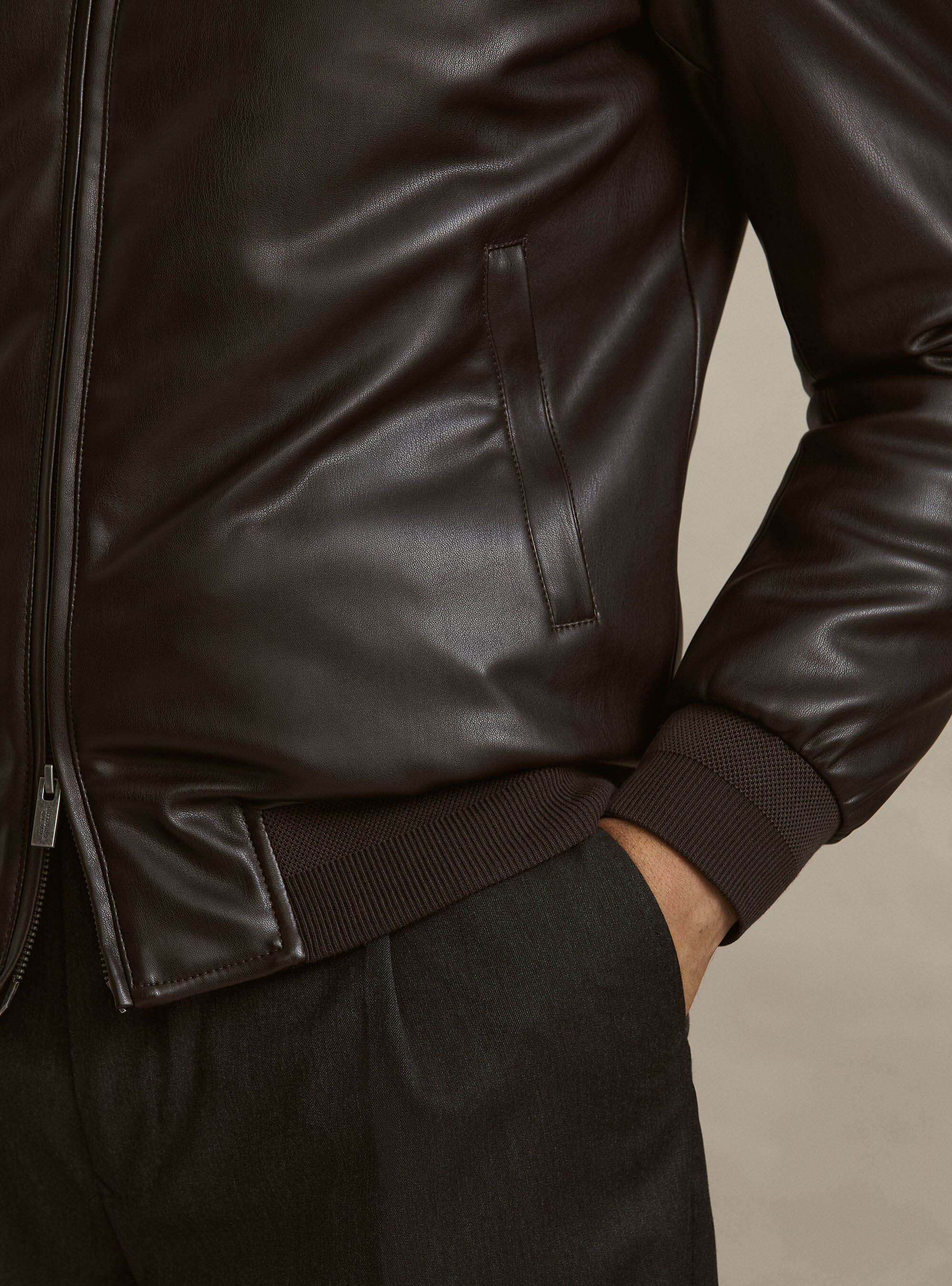 Giubbino in similpelle, MARRONE
