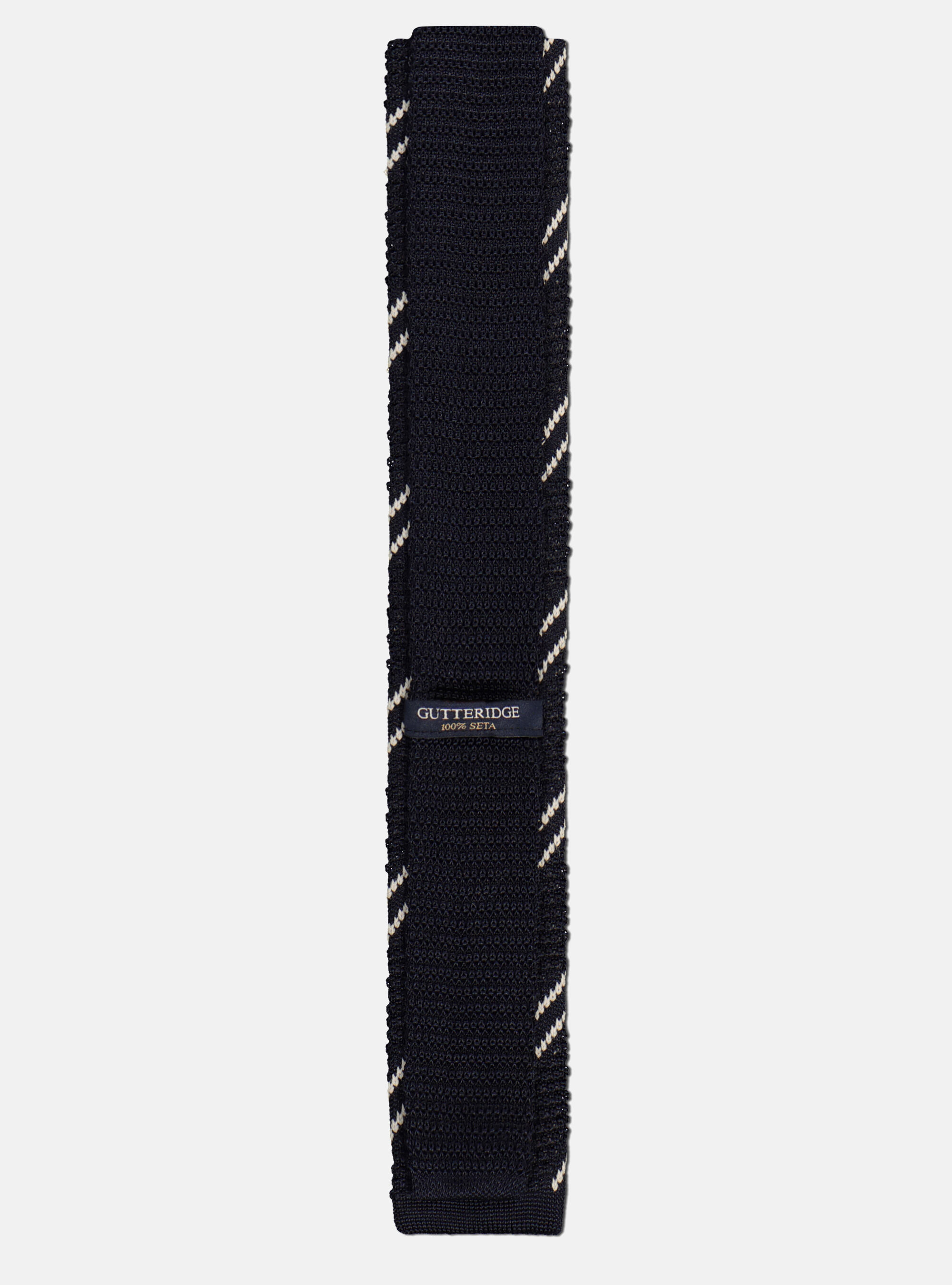 Knitted diagonal stripes tie, NAVY BLUE