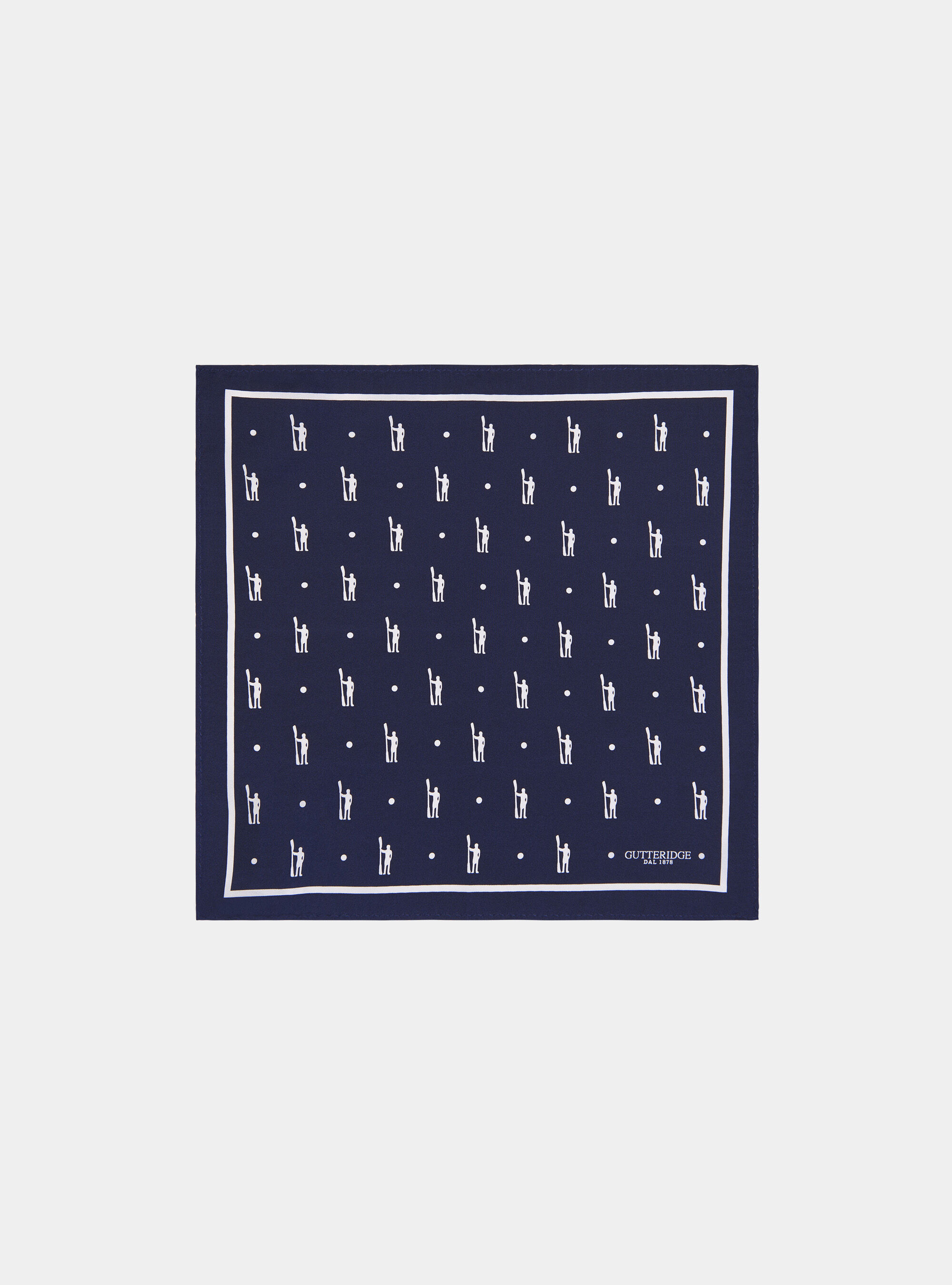 Pochette seta fantasia stmapata logo, NAVY BLUE