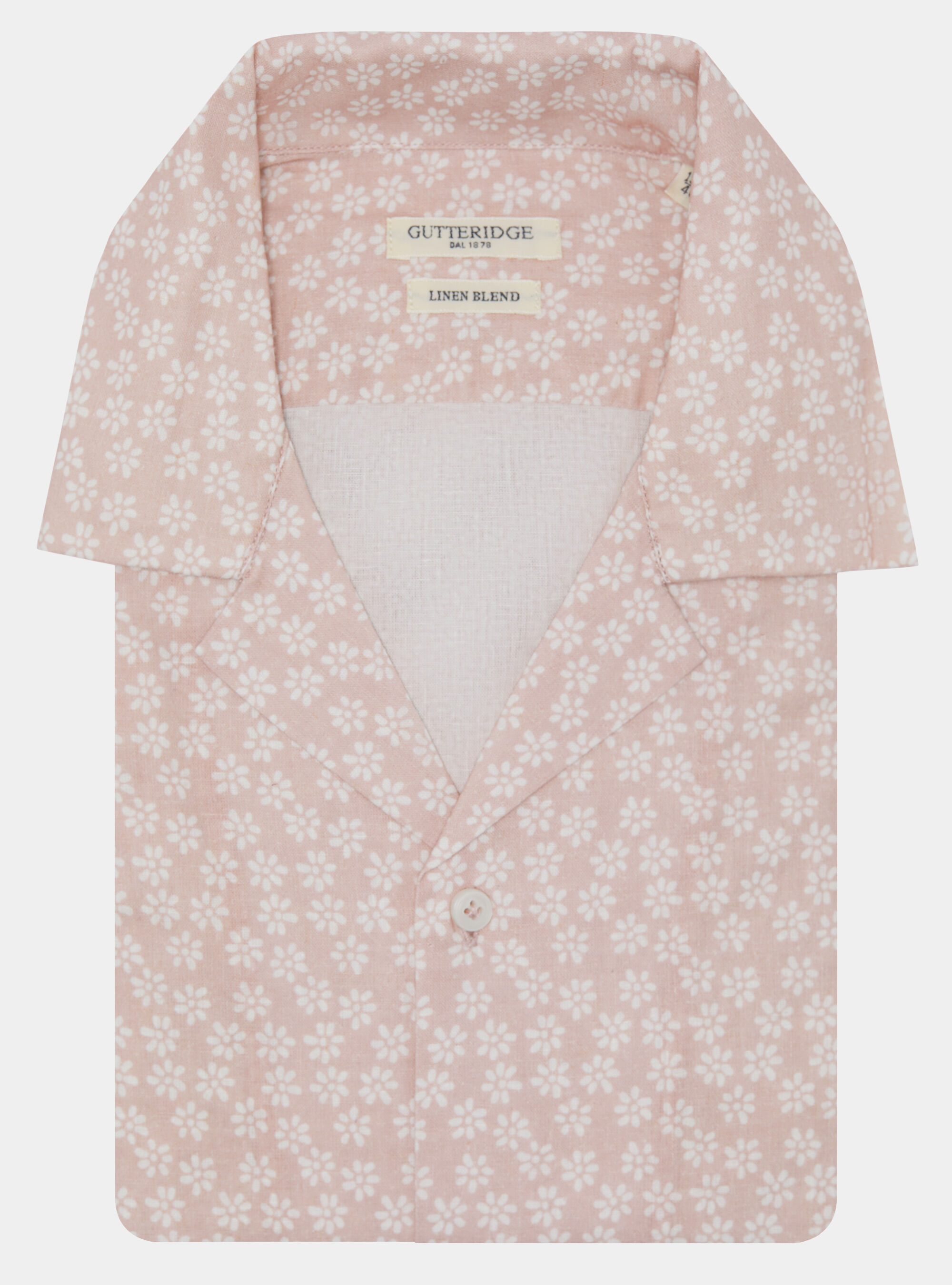 Bowling shirt in linen and printed cotton, ROSA CHIARO 0466C
