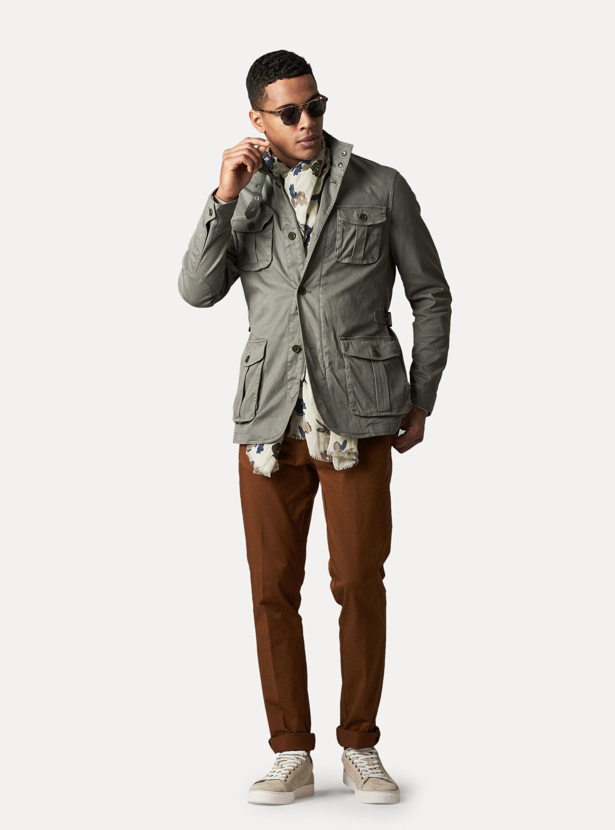 Twill cotton field jacket, OLIVE