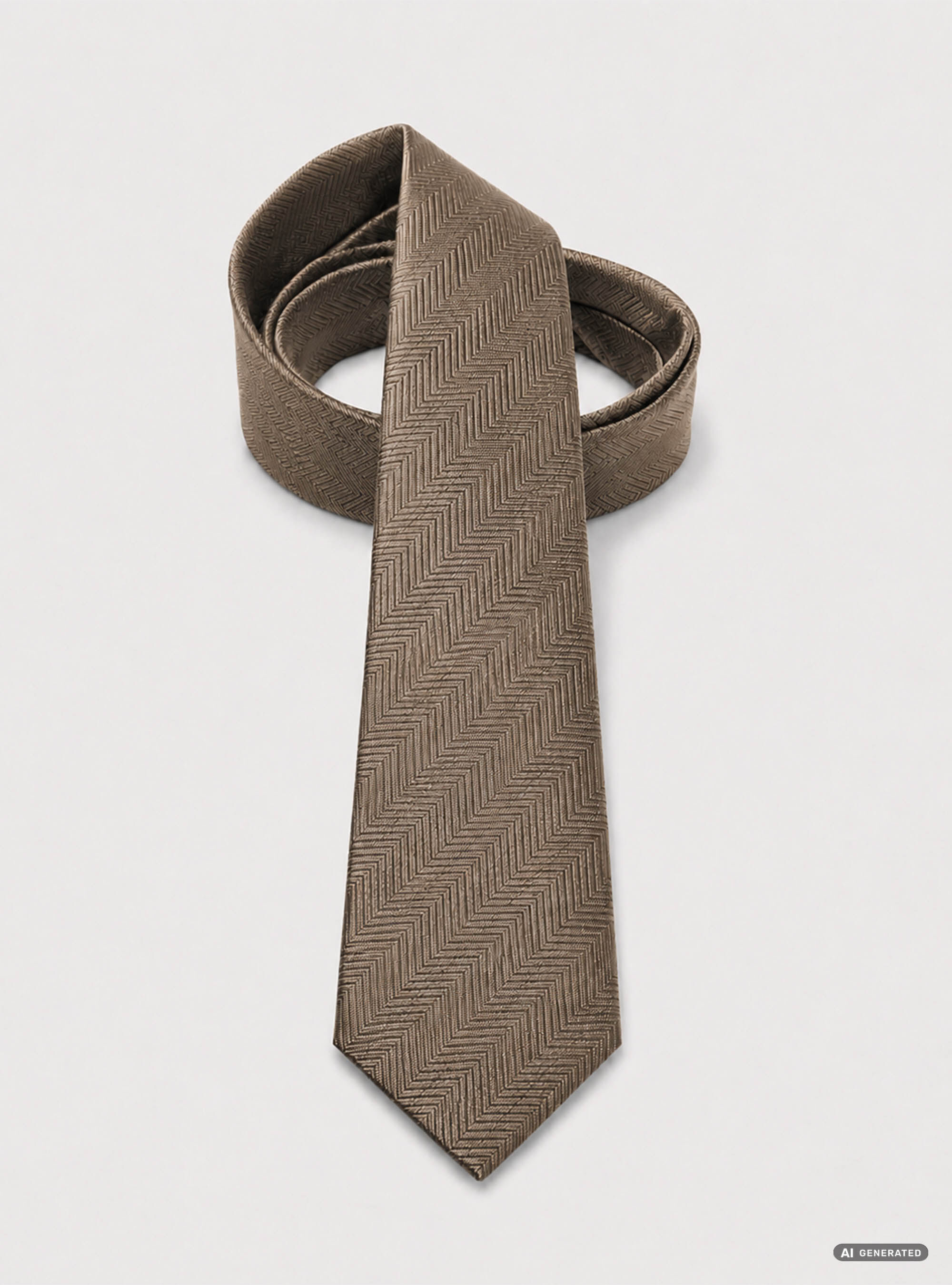 Herringbone silk tie, BROWN