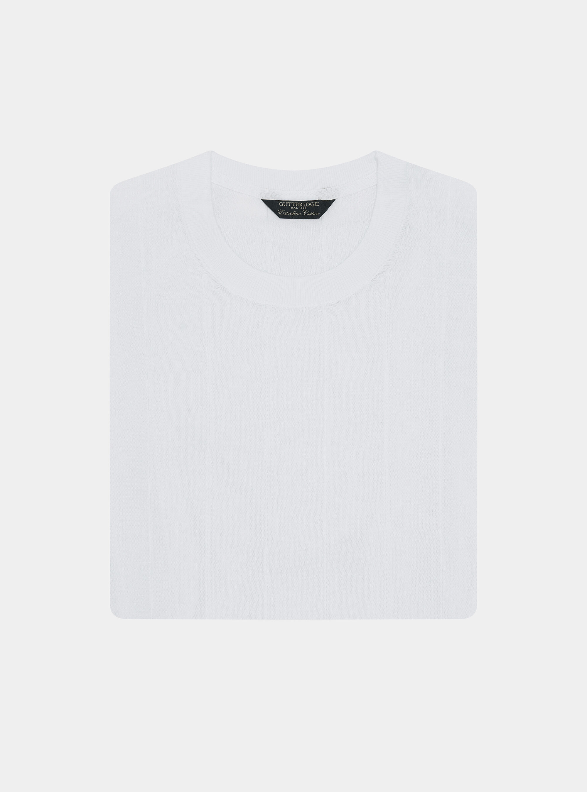 Maglia in puro cotone costa piatta, BIANCO