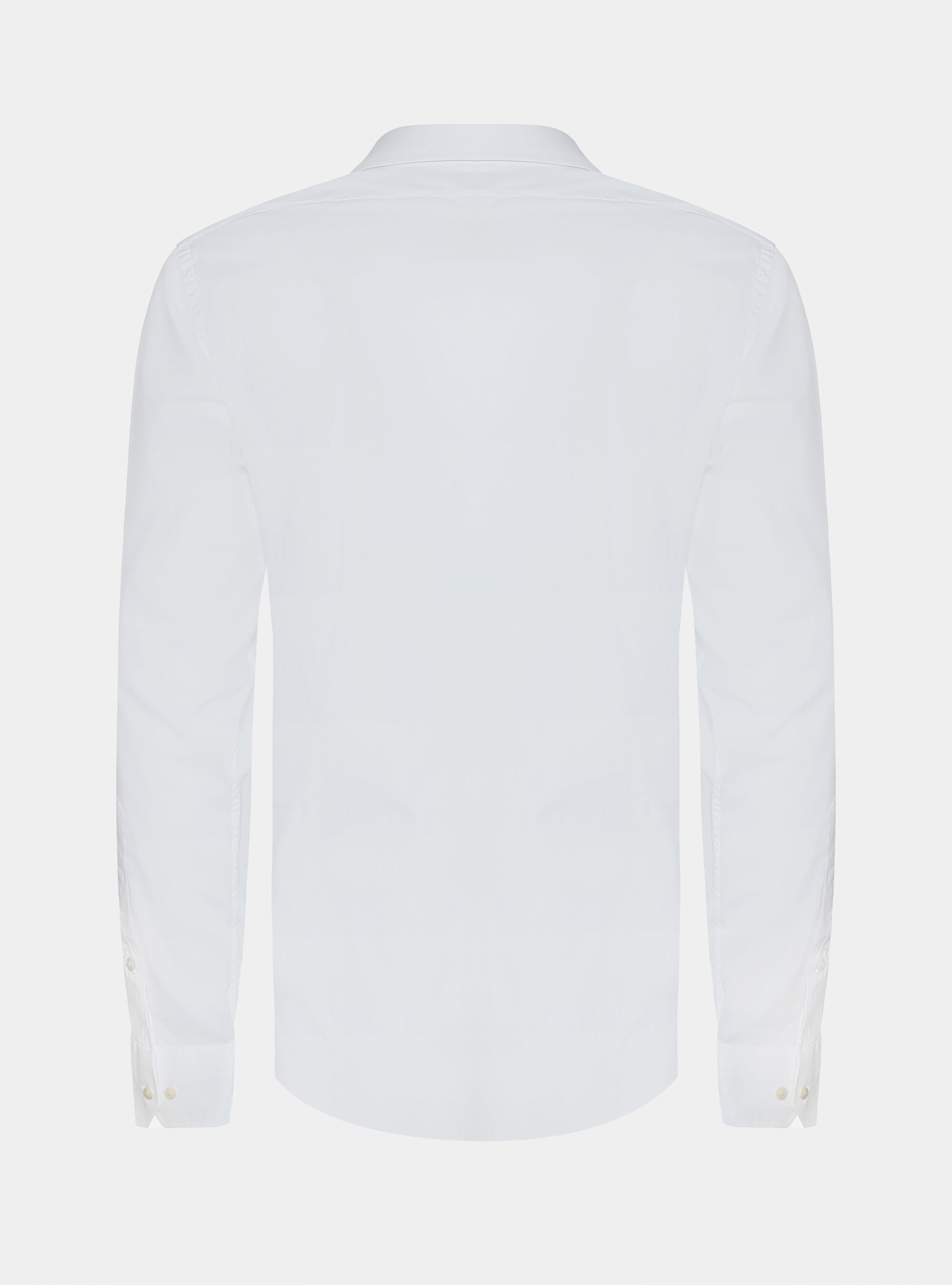Camicia confort popeline di cotone collo semifranc, WHITE