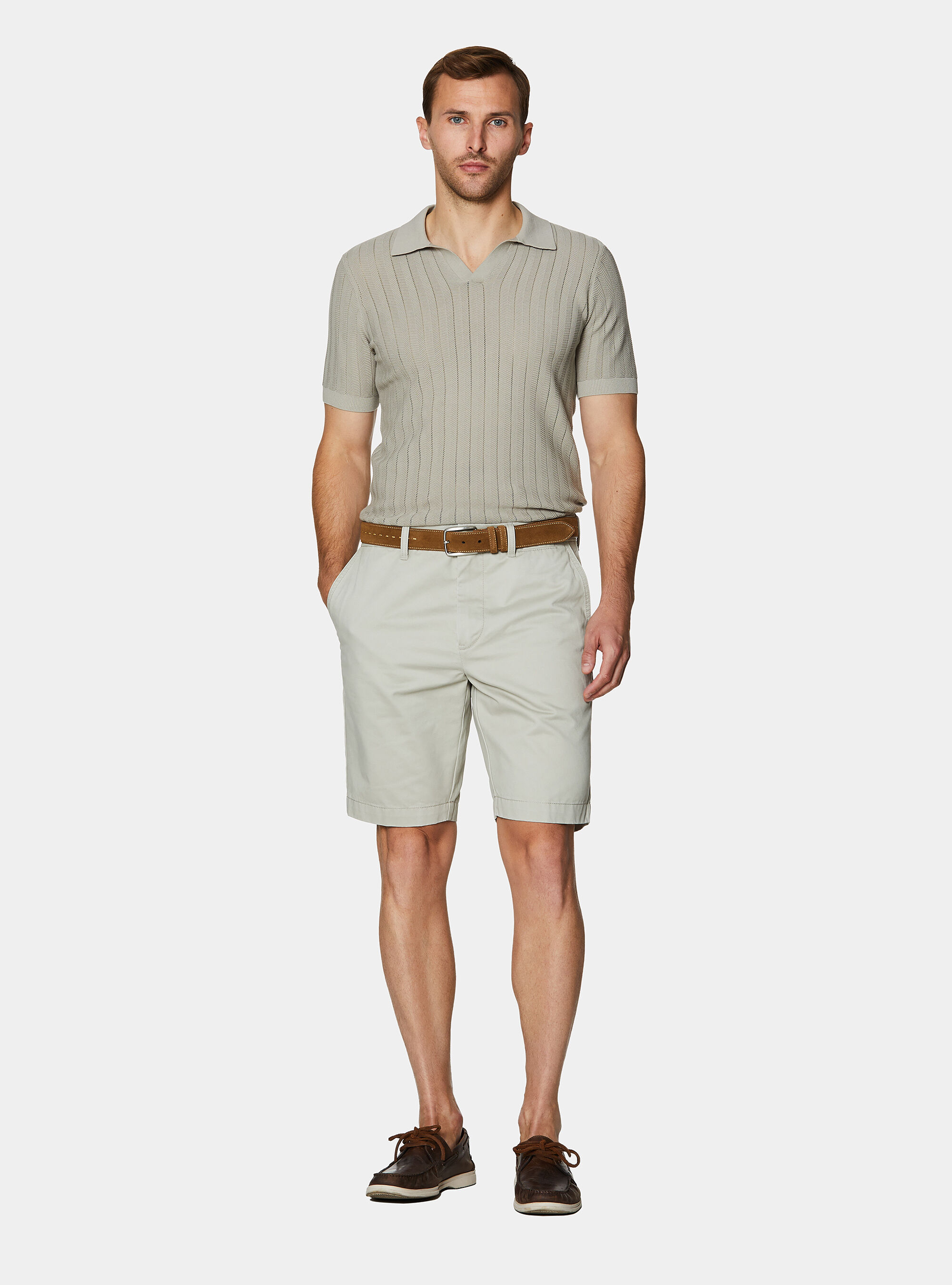 Polo traforata in cotone spigato, SABBIA