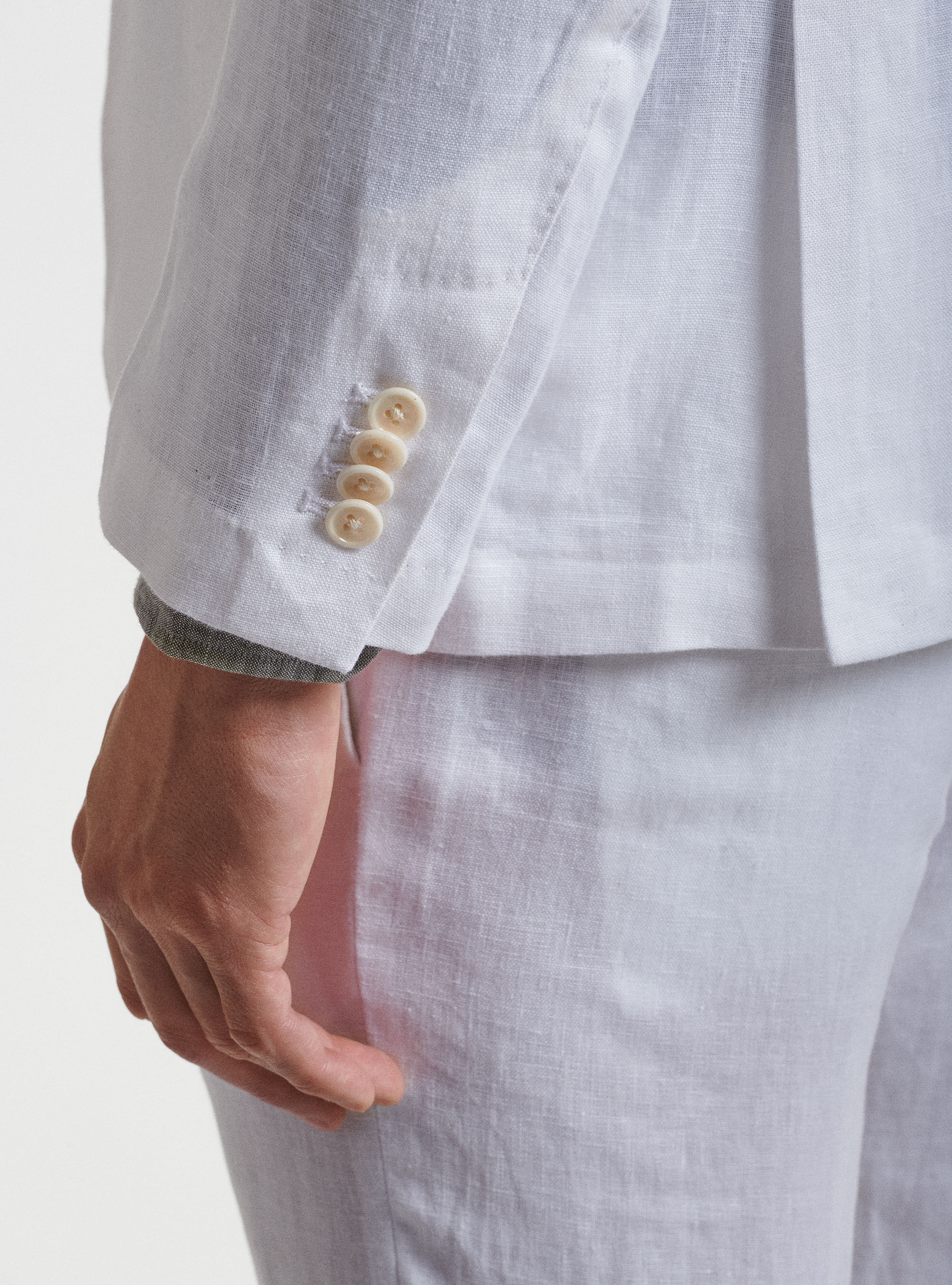 Pure linen suit blazer, WHITE