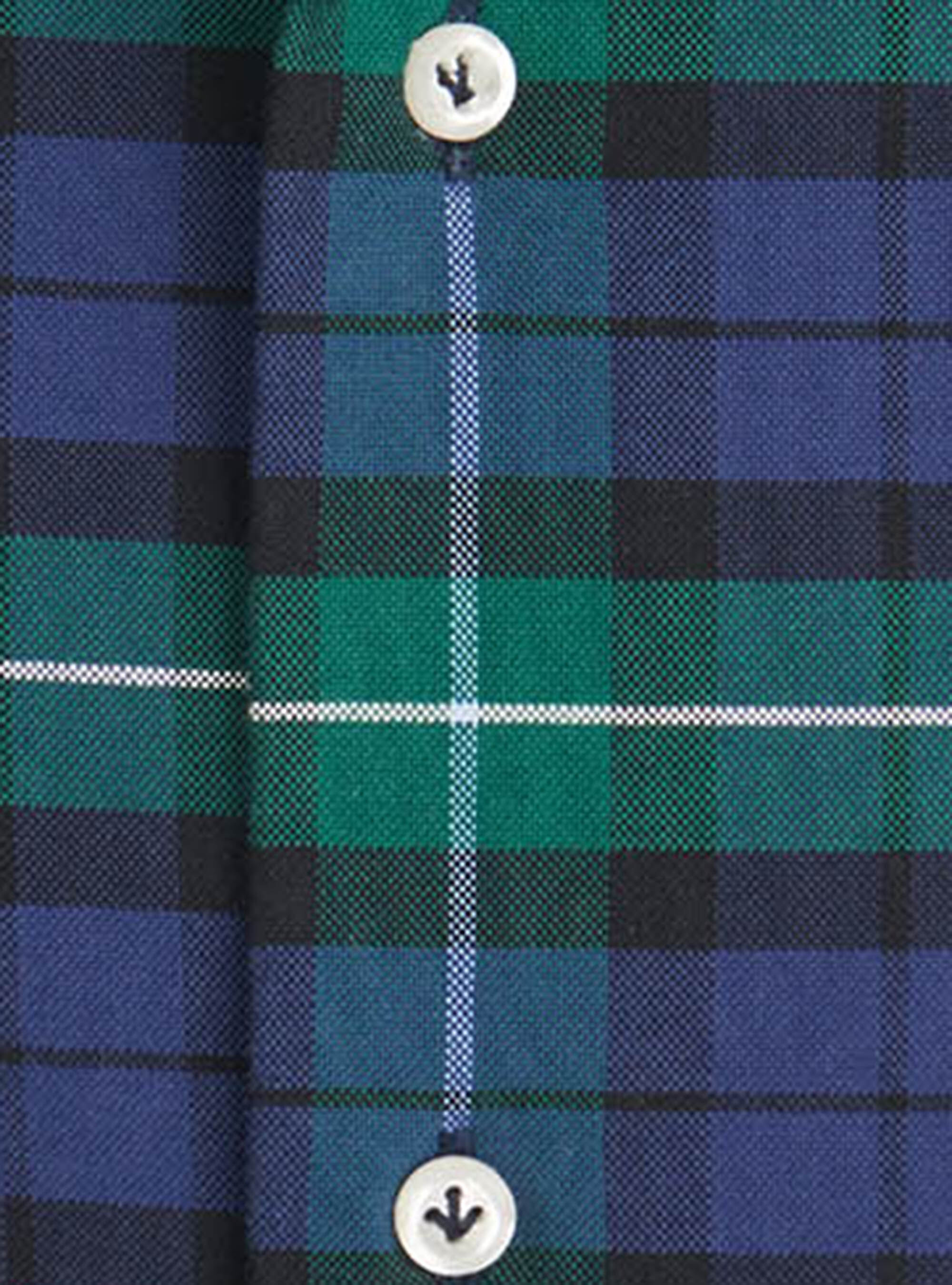 Semi-open collar french collar shirt in tartan cotton, BLUE