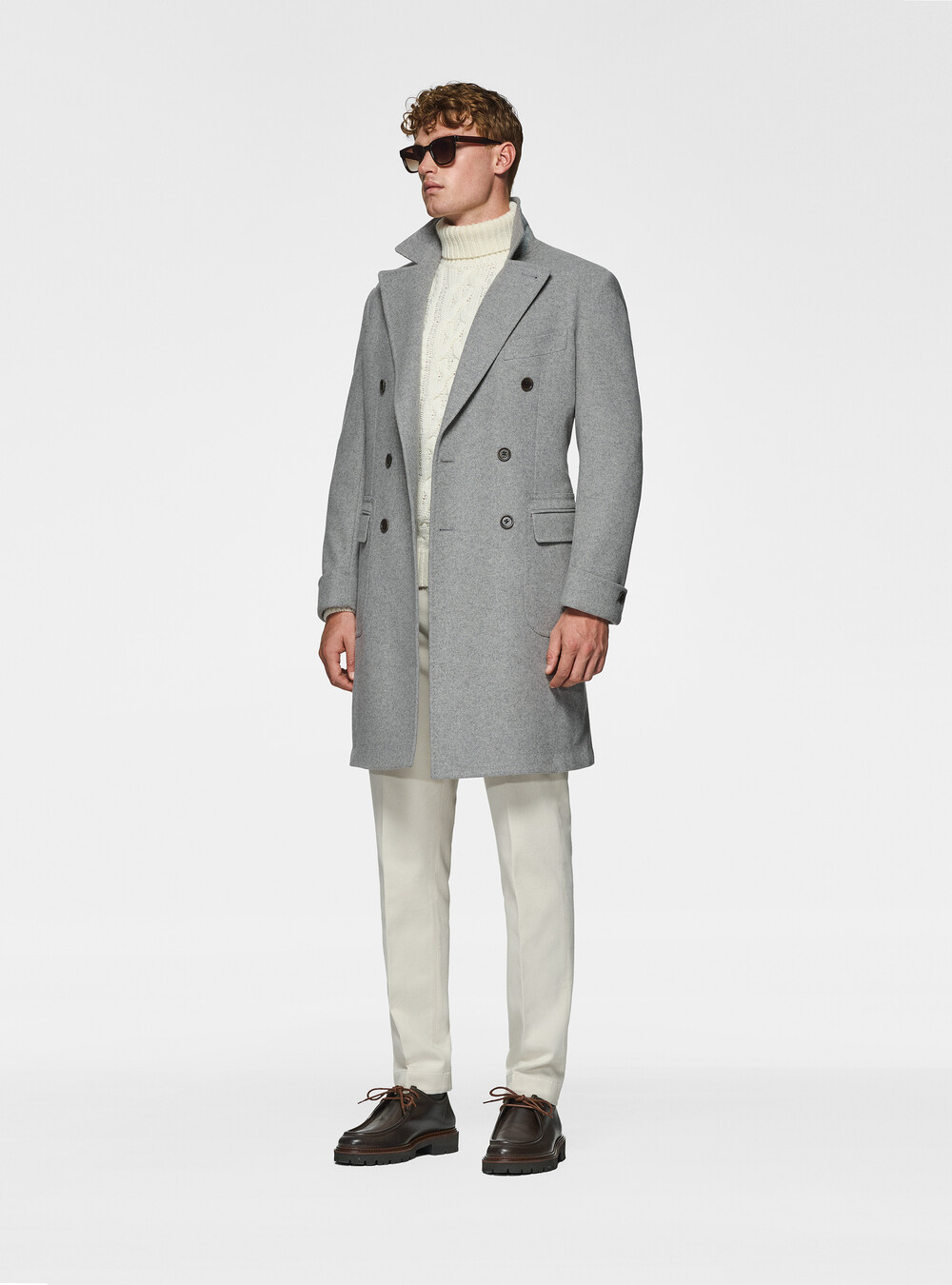 Abrigo cruzado de pura lana - Main Image