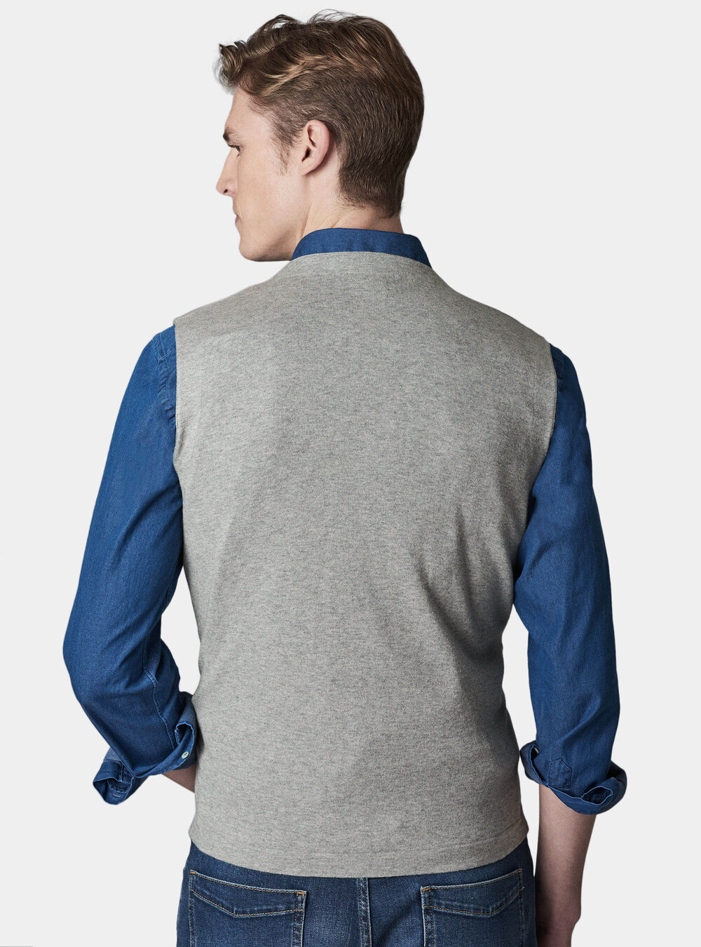 Cotton silk and cashmere double - breasted vest