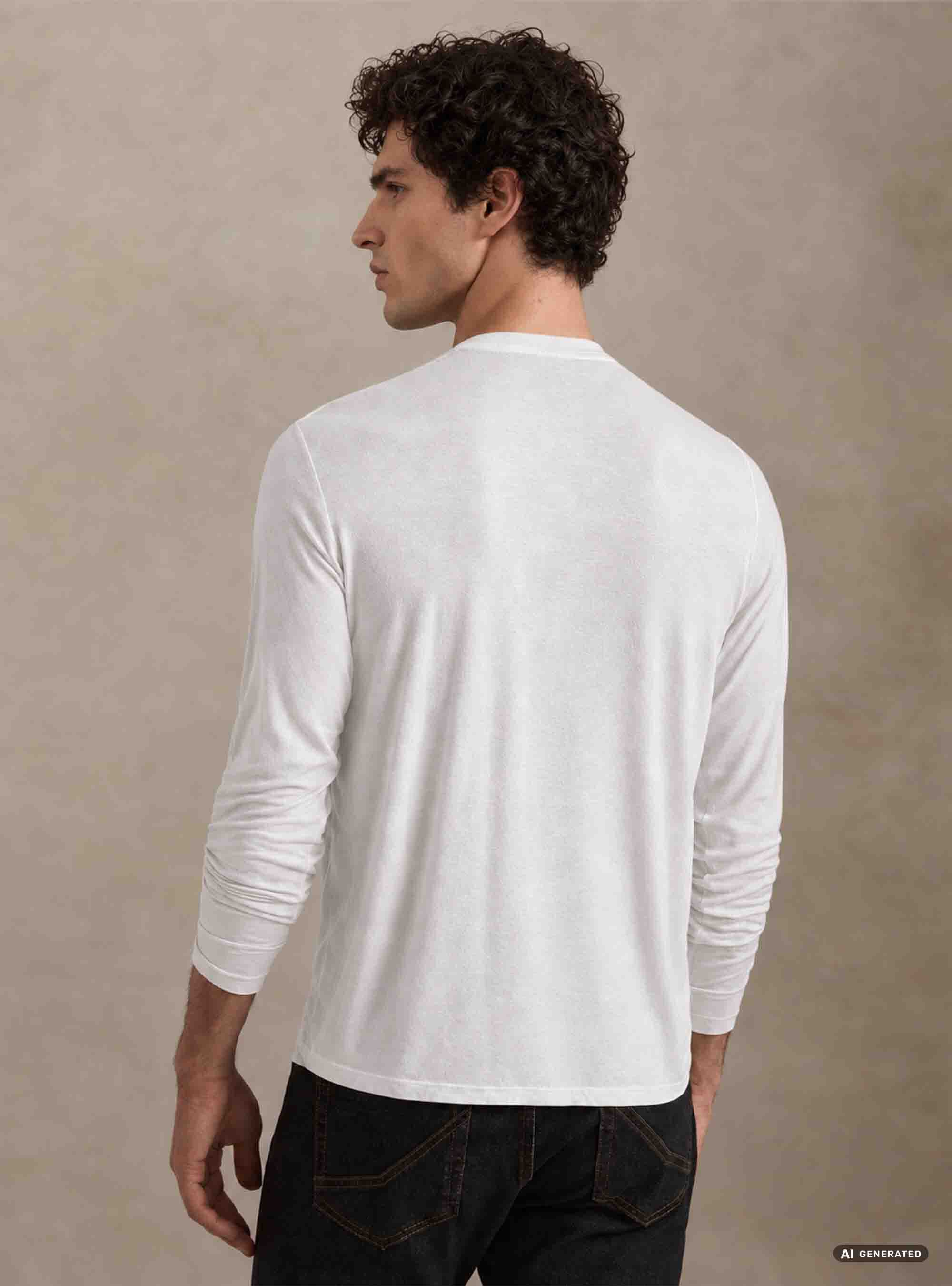 Camiseta de manga larga de mezcla de cachemira, 0055C OFF WHITE