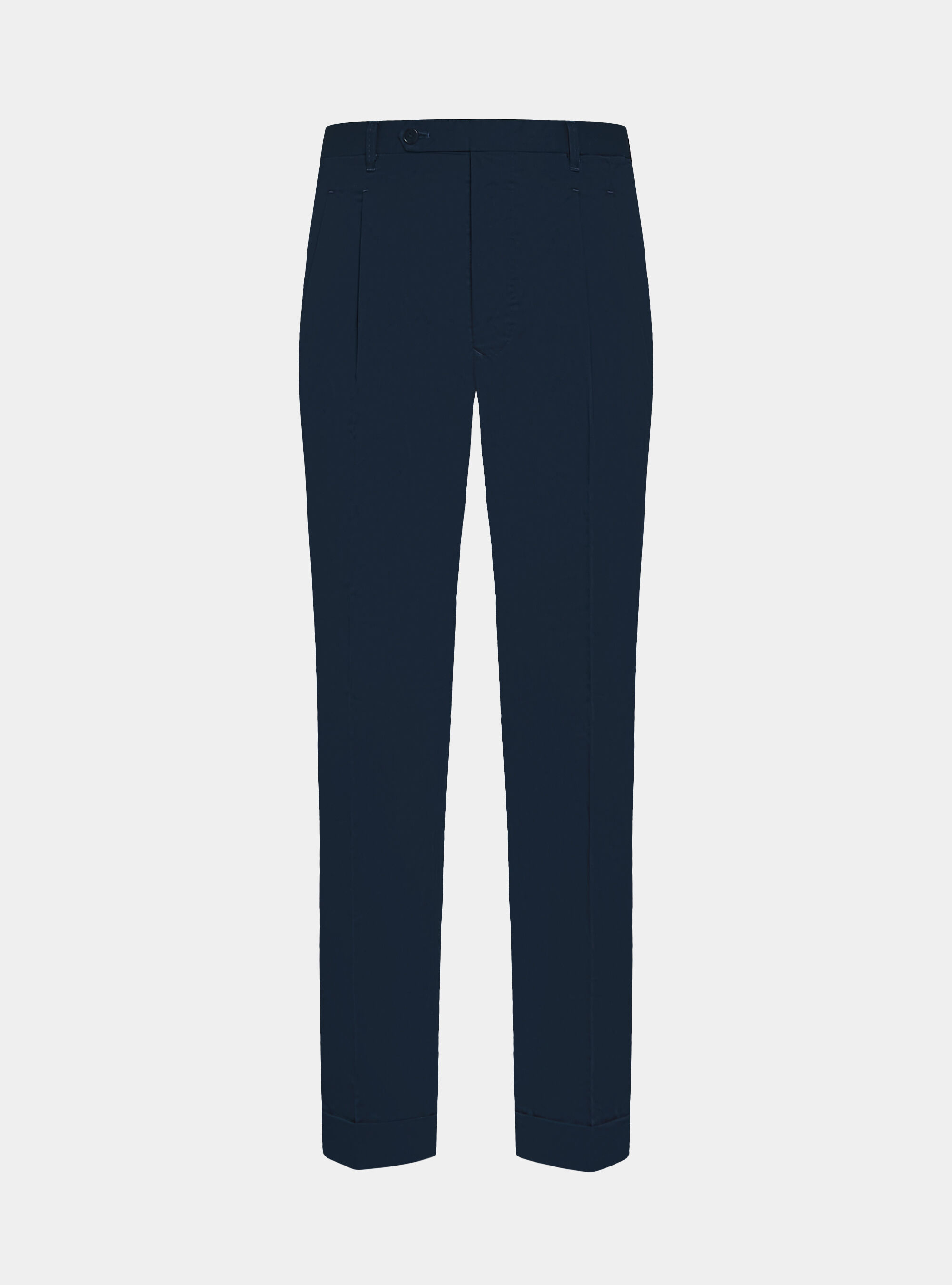 Pantaloni con pince in cotone popeline, BLU NAVY