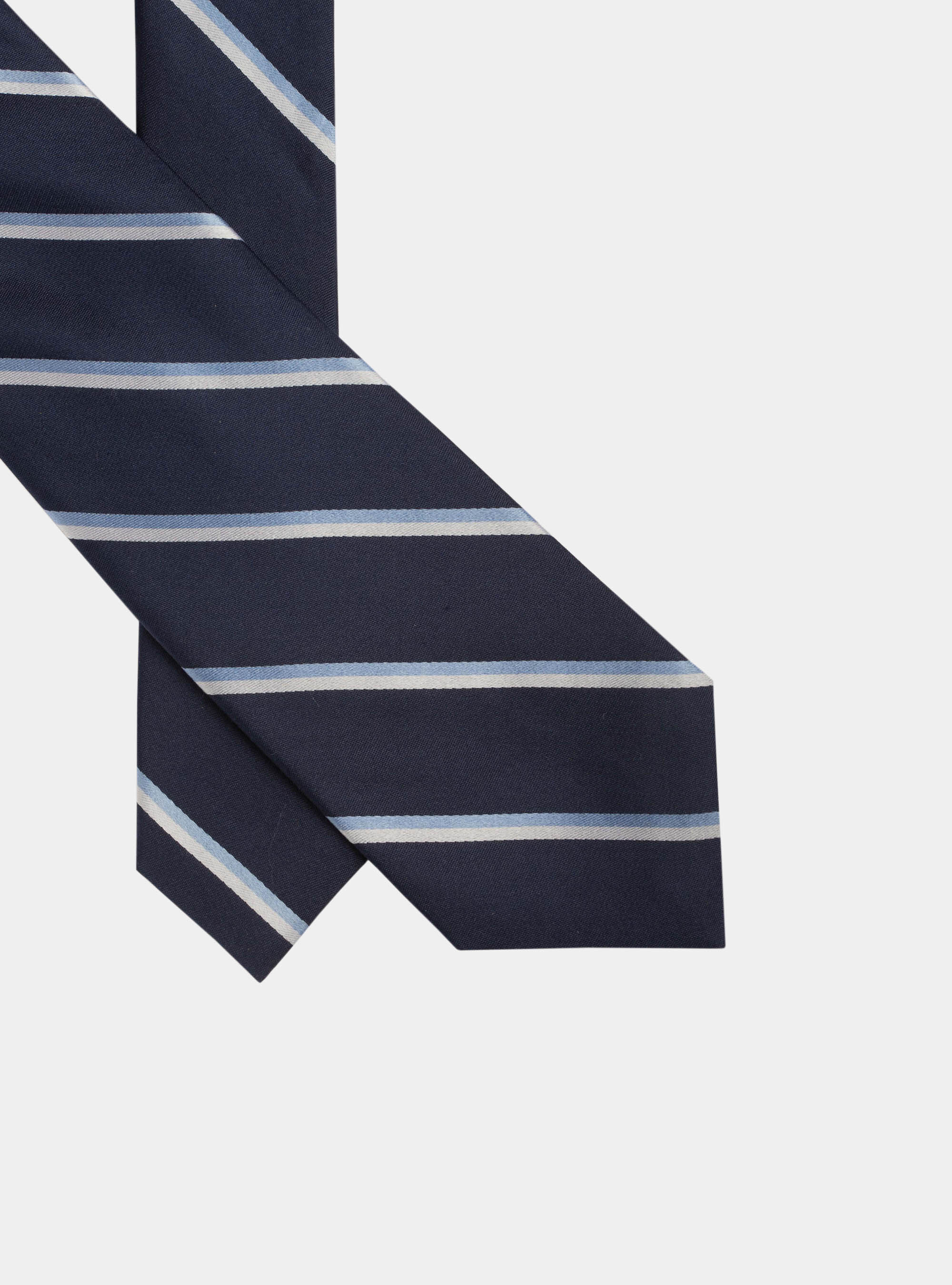 Striped silk tie, NAVY BLUE