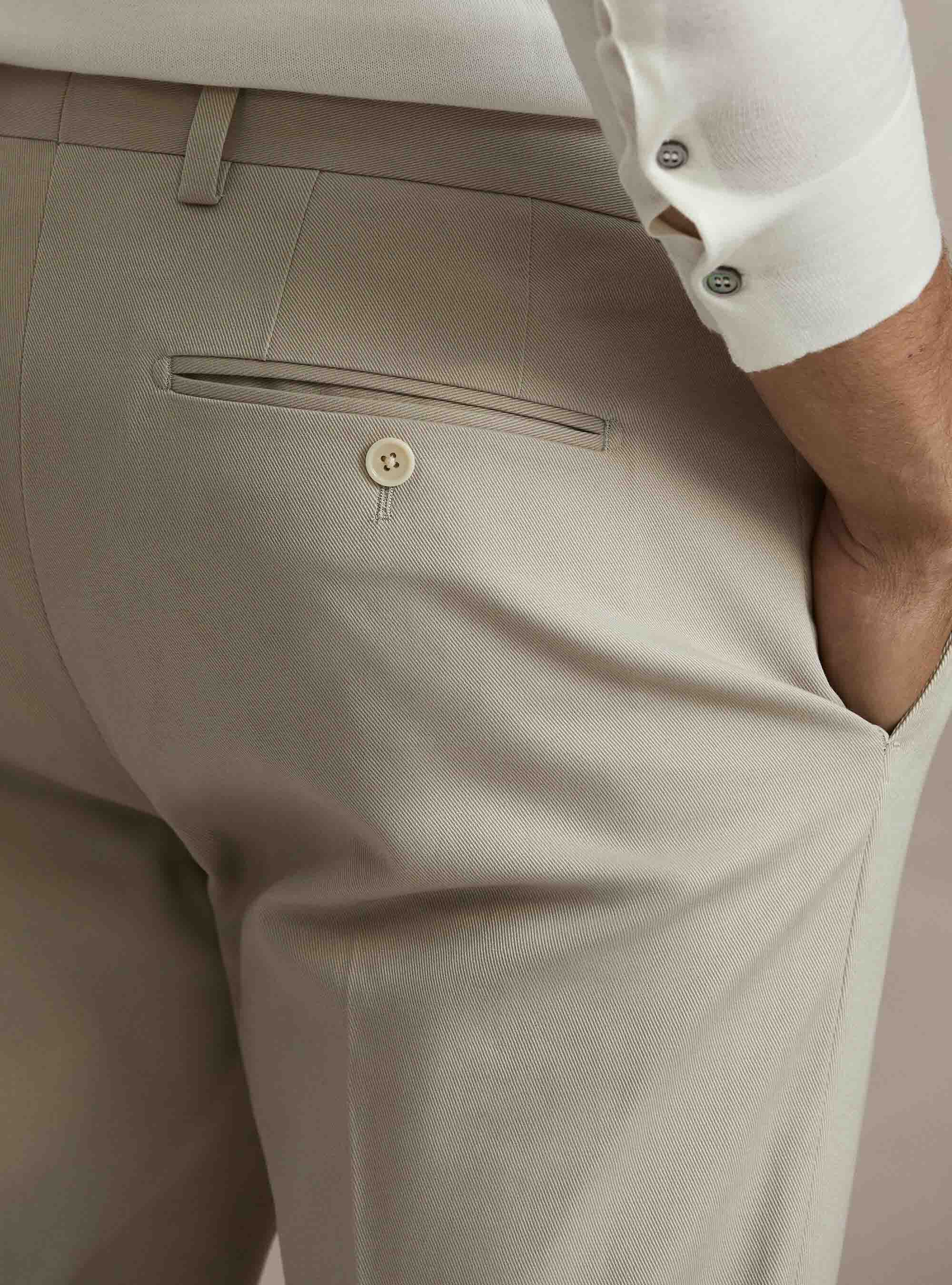 Pantalones de algod&oacute;n esmerilado, CRUDO