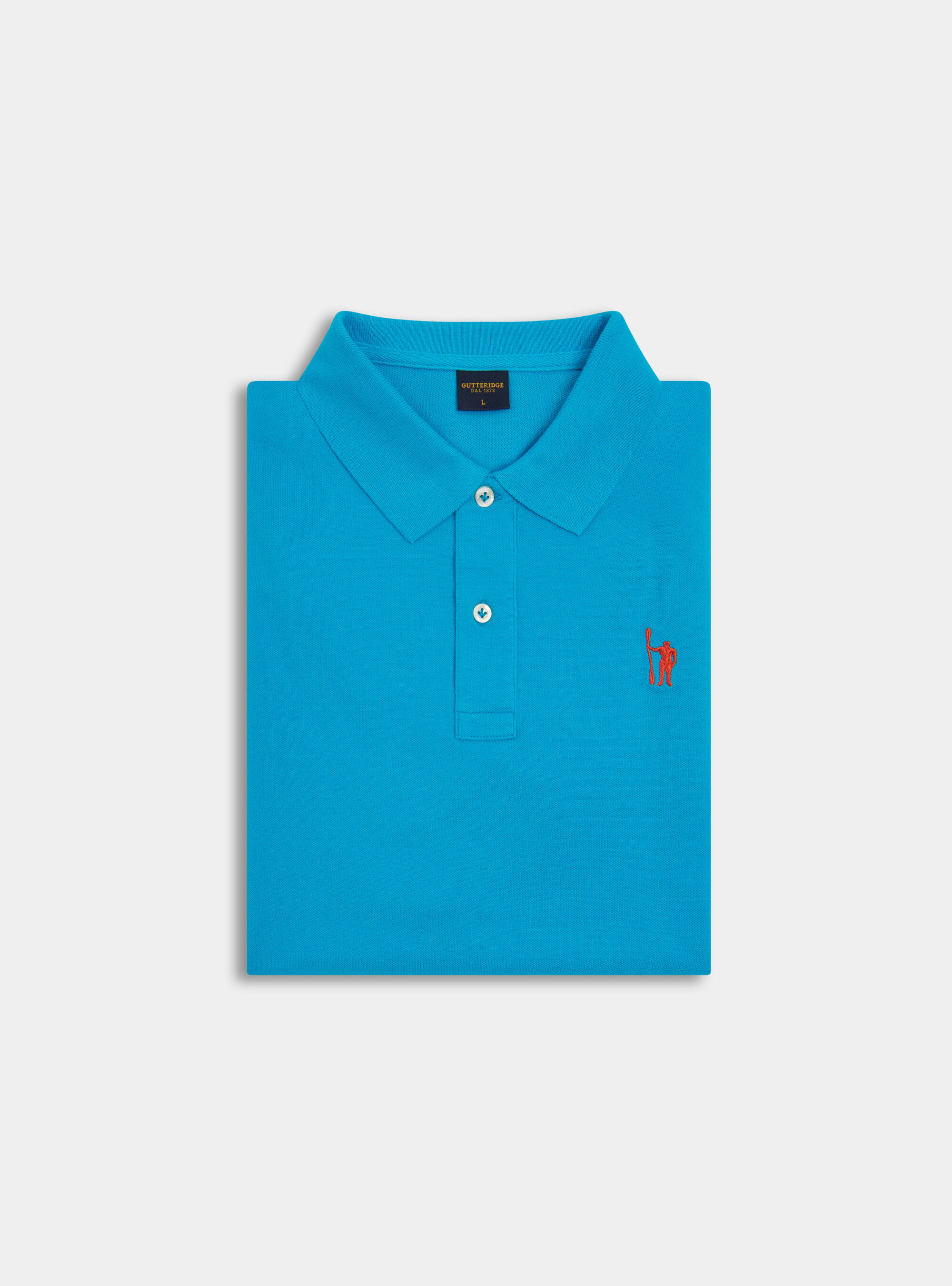 Classic cotton pique polo with embroidery, TURCHESE 0258C