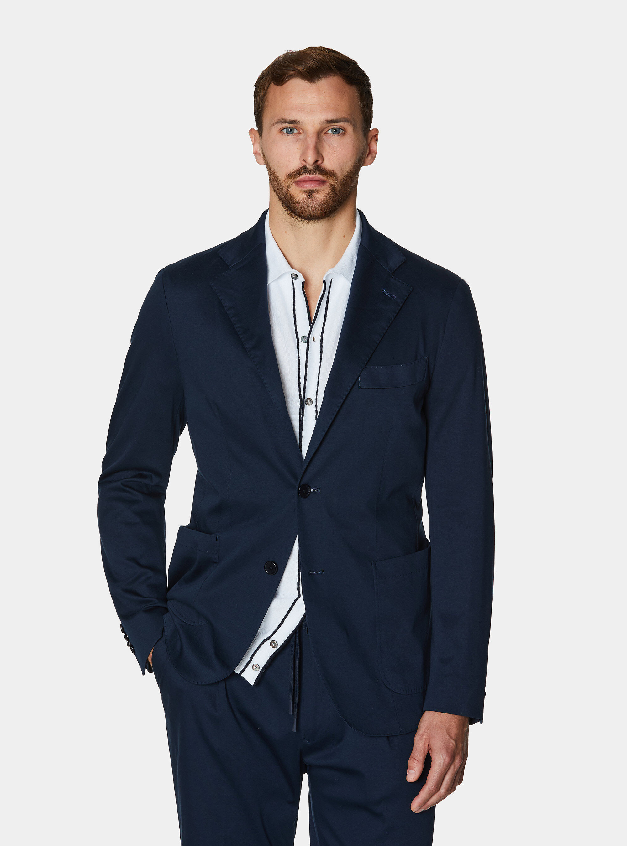Technical cotton jersey blazer