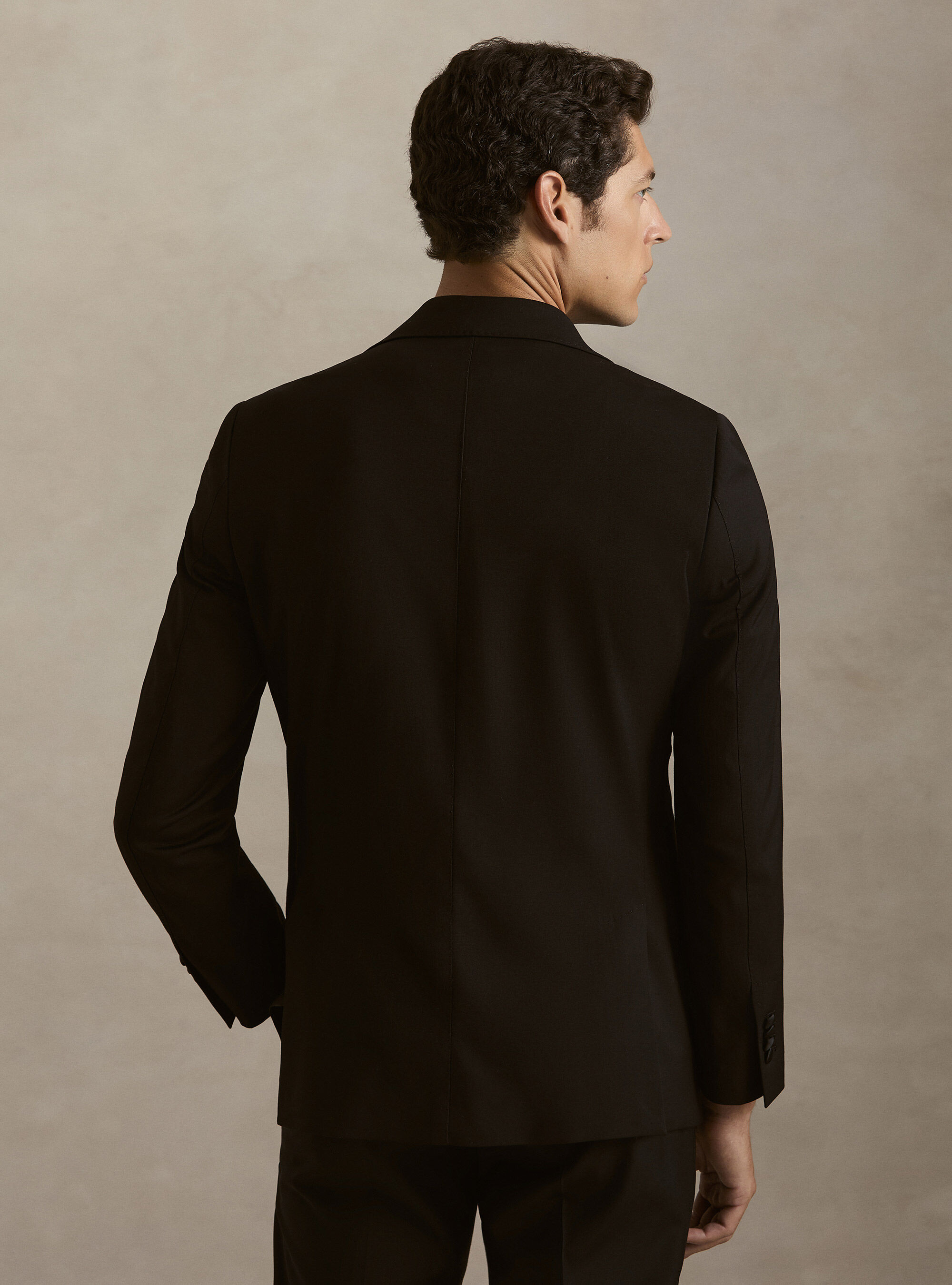 Double-breasted tuxedo blazer, BLACK