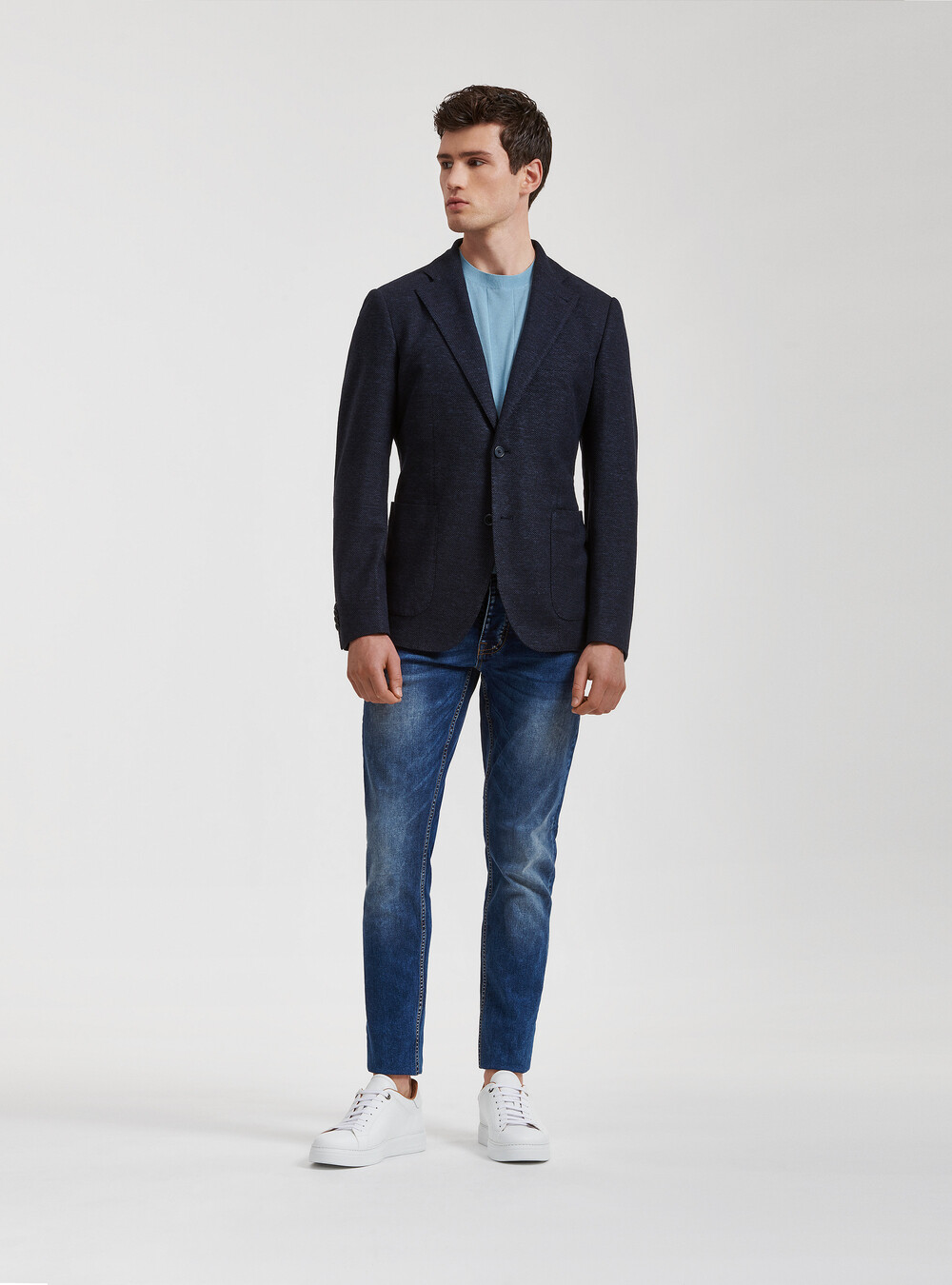 Jeans Giacca Uomo Blazer Blue Blazer Jeans Con Giacca Blu Wool And