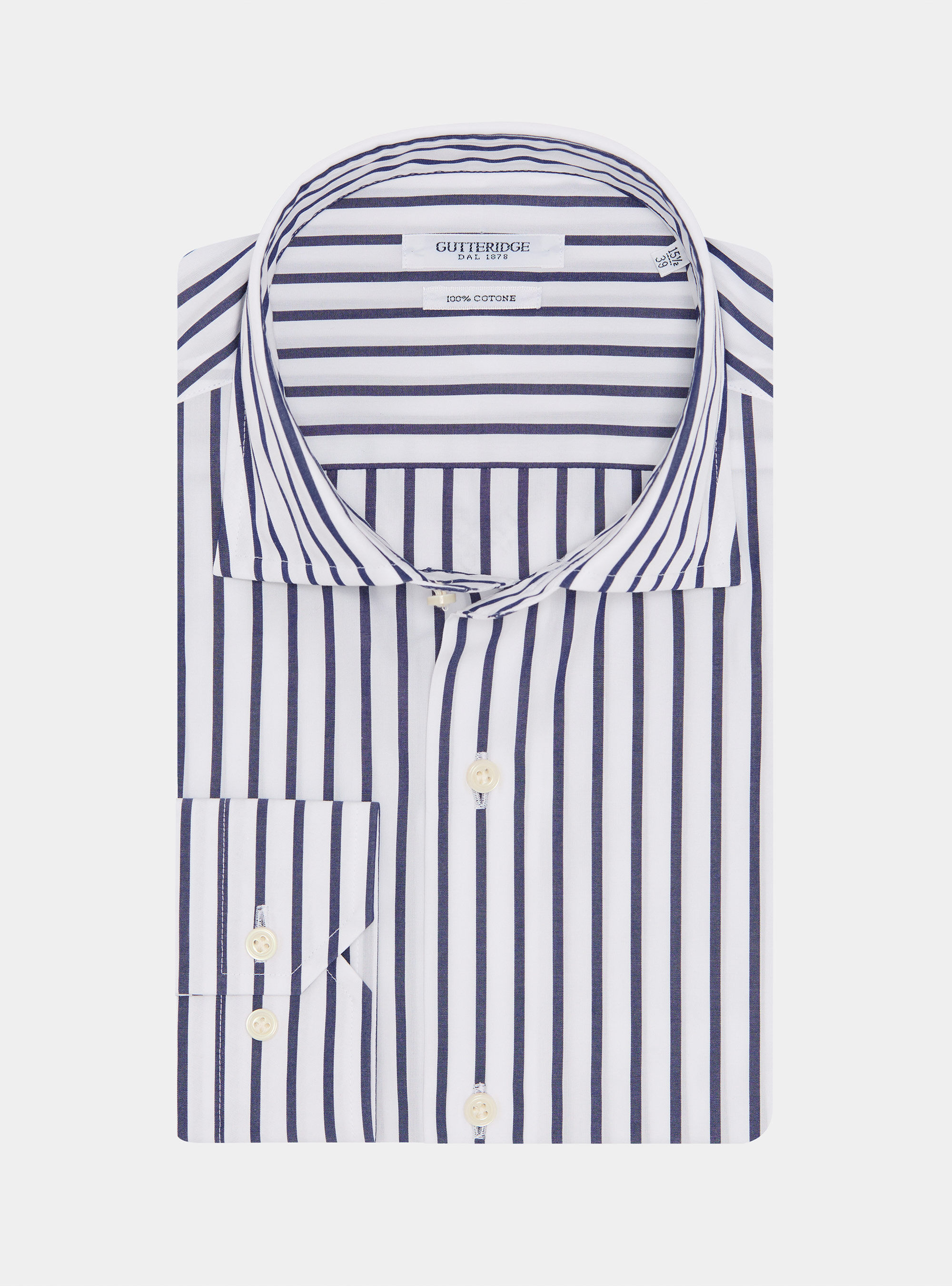 Gestreiftes Hemd aus Baumwollpopeline, BIANCO 0099C
